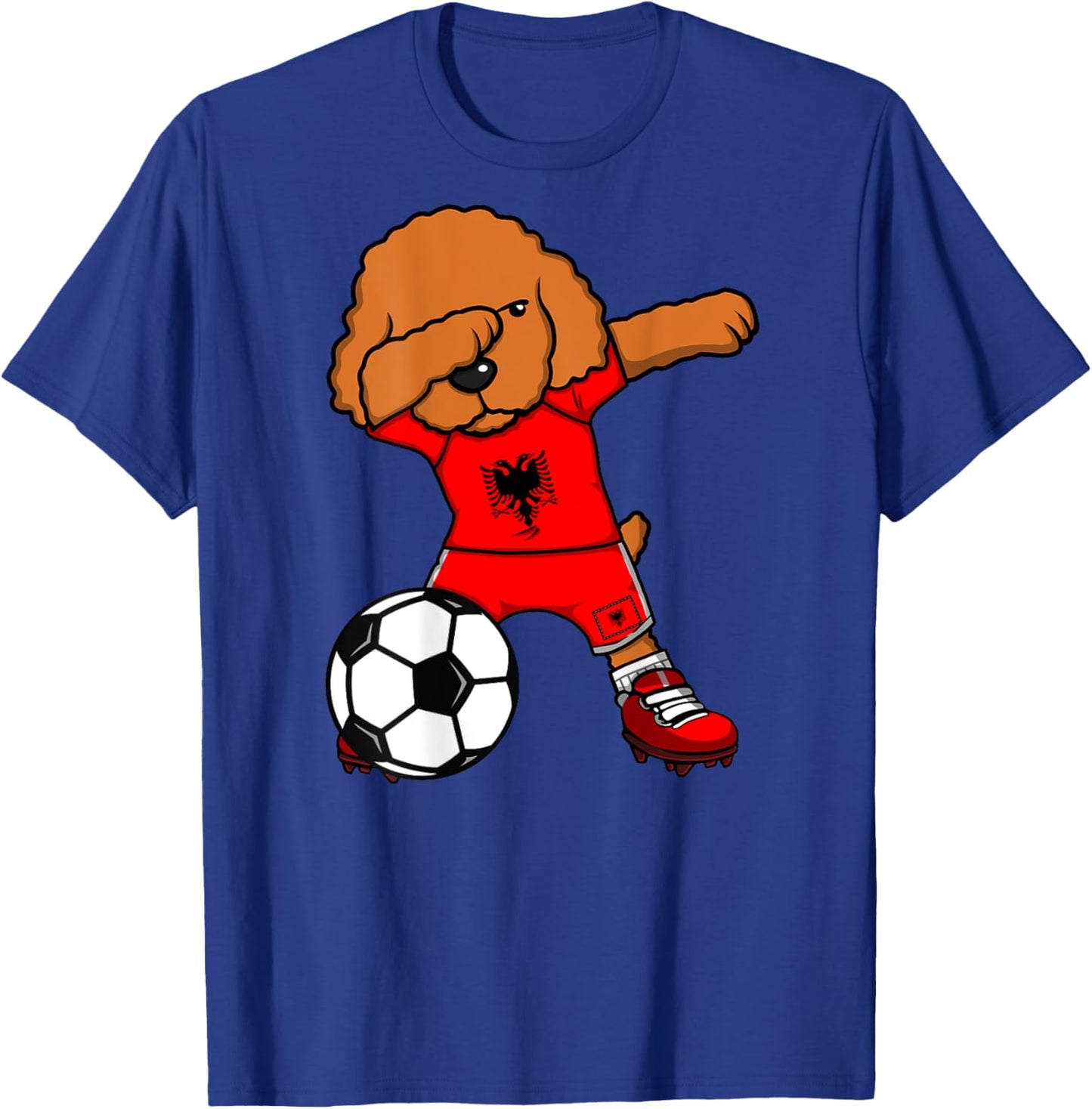 Dabbing Poodle Dog Albania Soccer Lover Jersey Football Fans Men Women Kids T-Shirt - T-Shirt | Royal