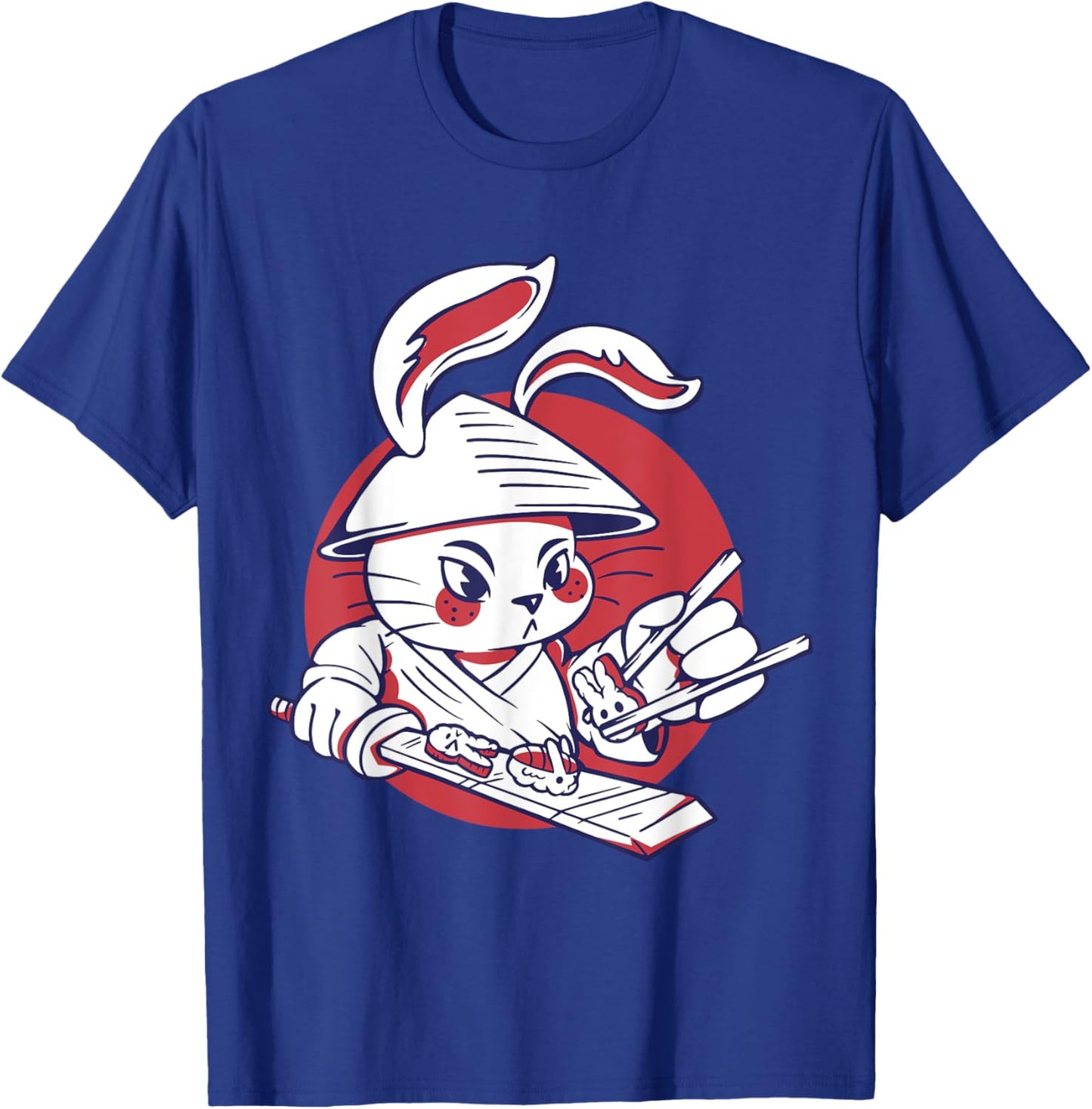 Kawaii Samurai Rabbit Chef Making Cute Bunny Sushi Food T-Shirt - T-Shirt | Royal