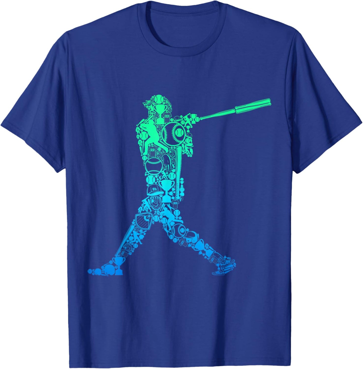 Baseball Player Batter Youth Men Boys Kids T-Shirt - T-Shirt | Royal
