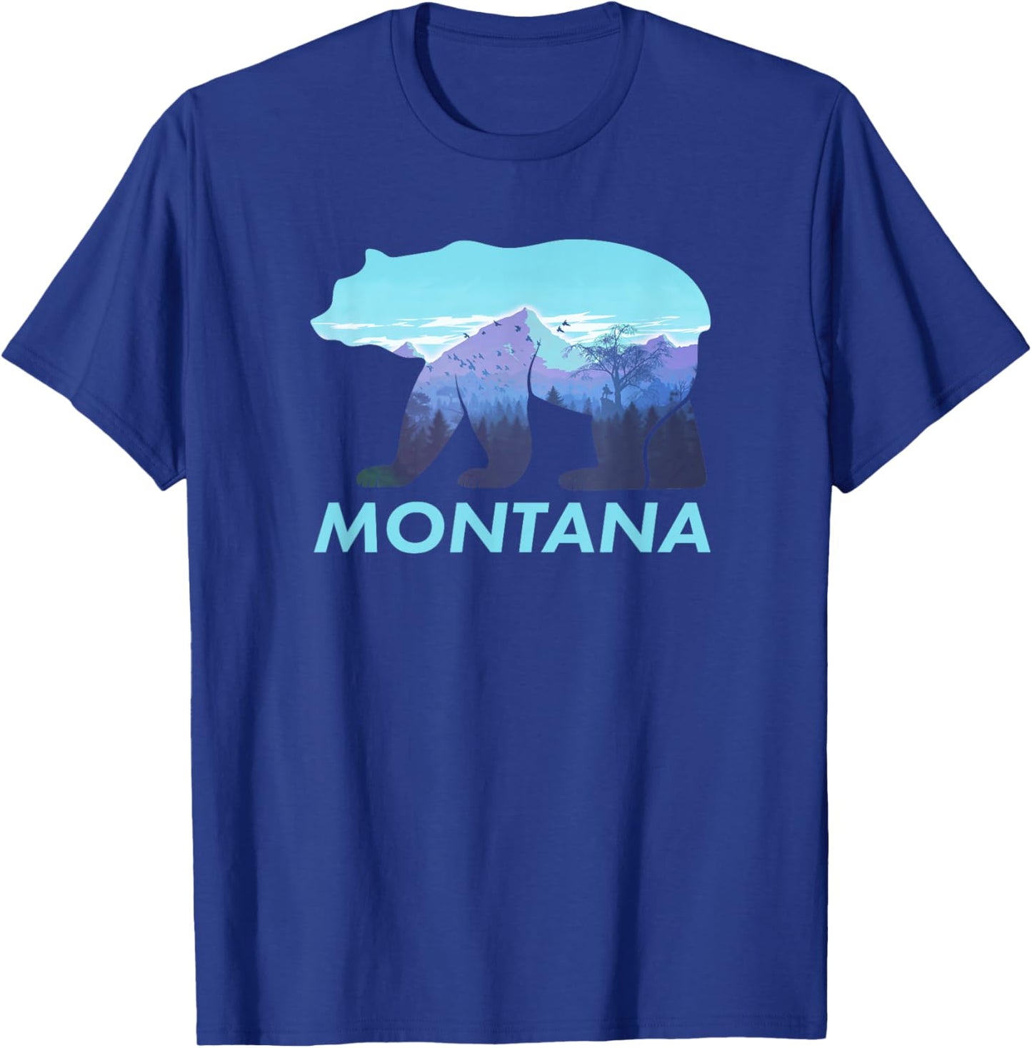 Montana Retro Vintage Outdoors Mountain Graphic Design T-Shirt - T-Shirt | Royal