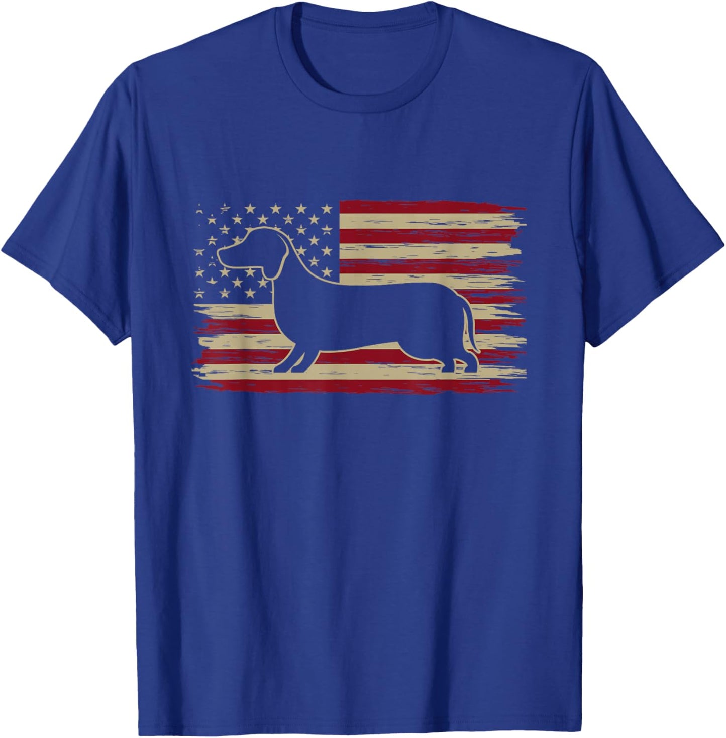American Flag Dachshund Patriotic Dachshund Doxie Lover T-Shirt - T-Shirt | Royal