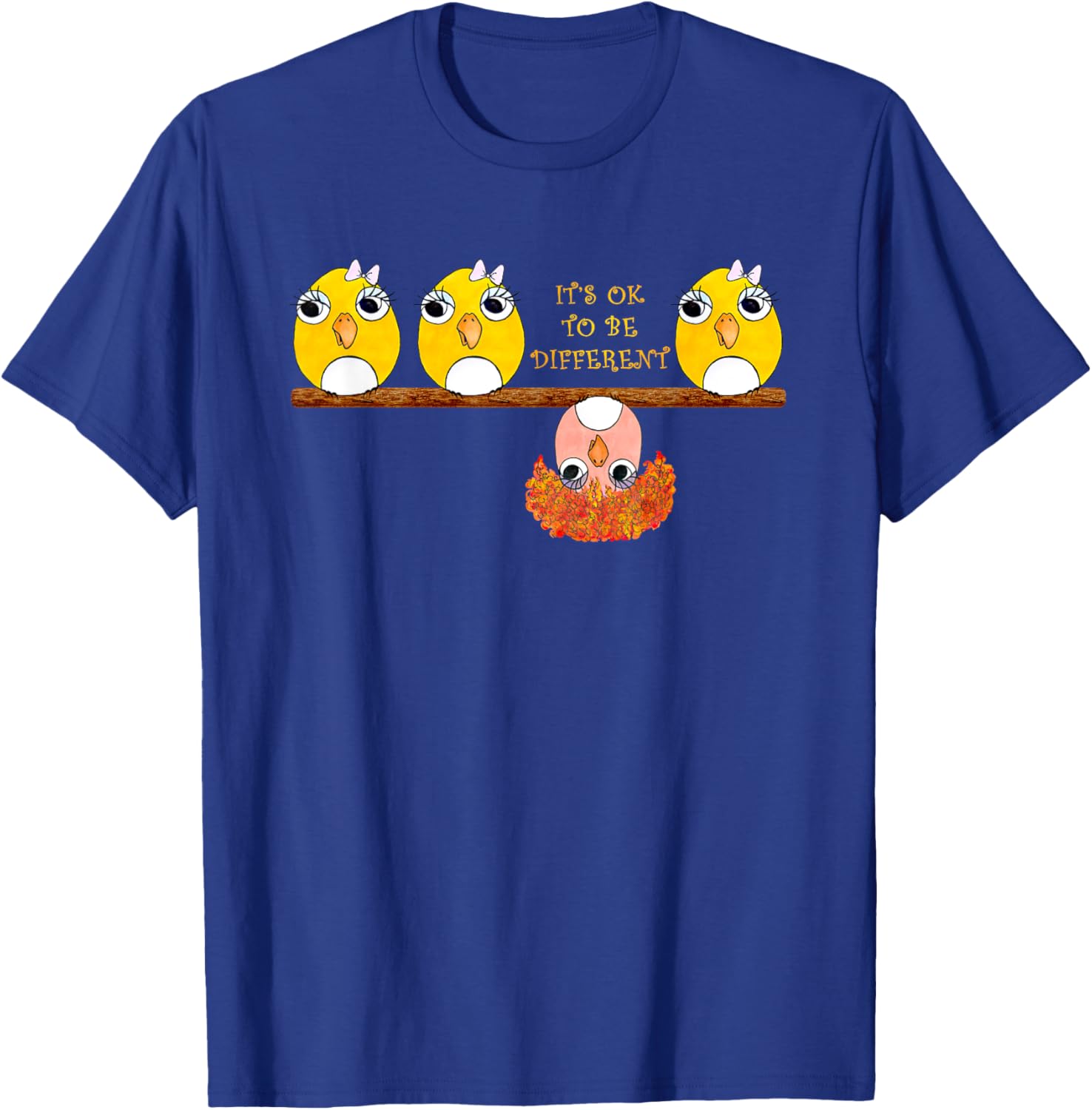 It's OK To Be Different Birds on Branch Positive Girls Top T-Shirt - T-Shirt | Royal