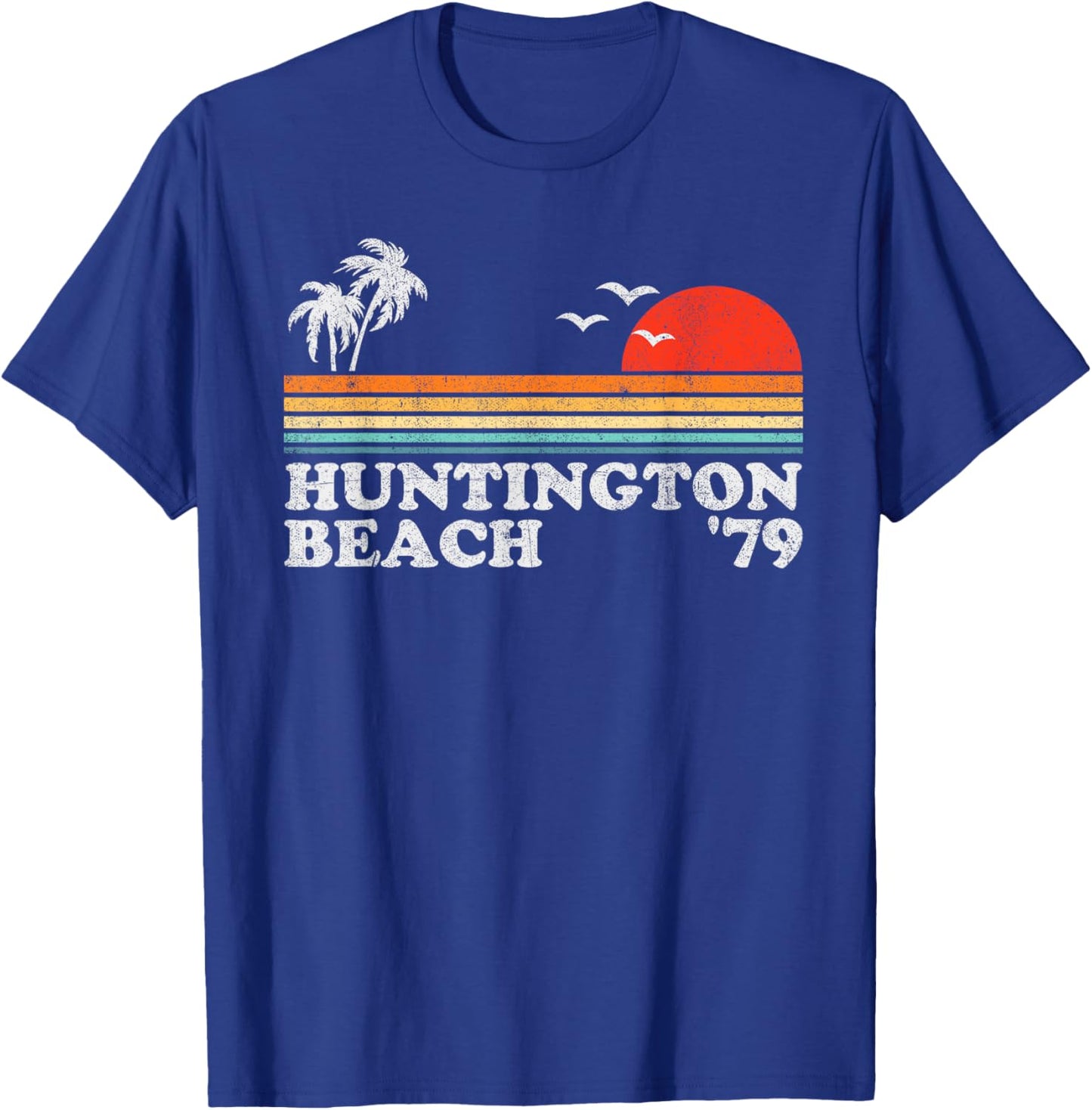 Vintage Huntington Beach California Retro Surfing 70's Gift T-Shirt - T-Shirt | Royal