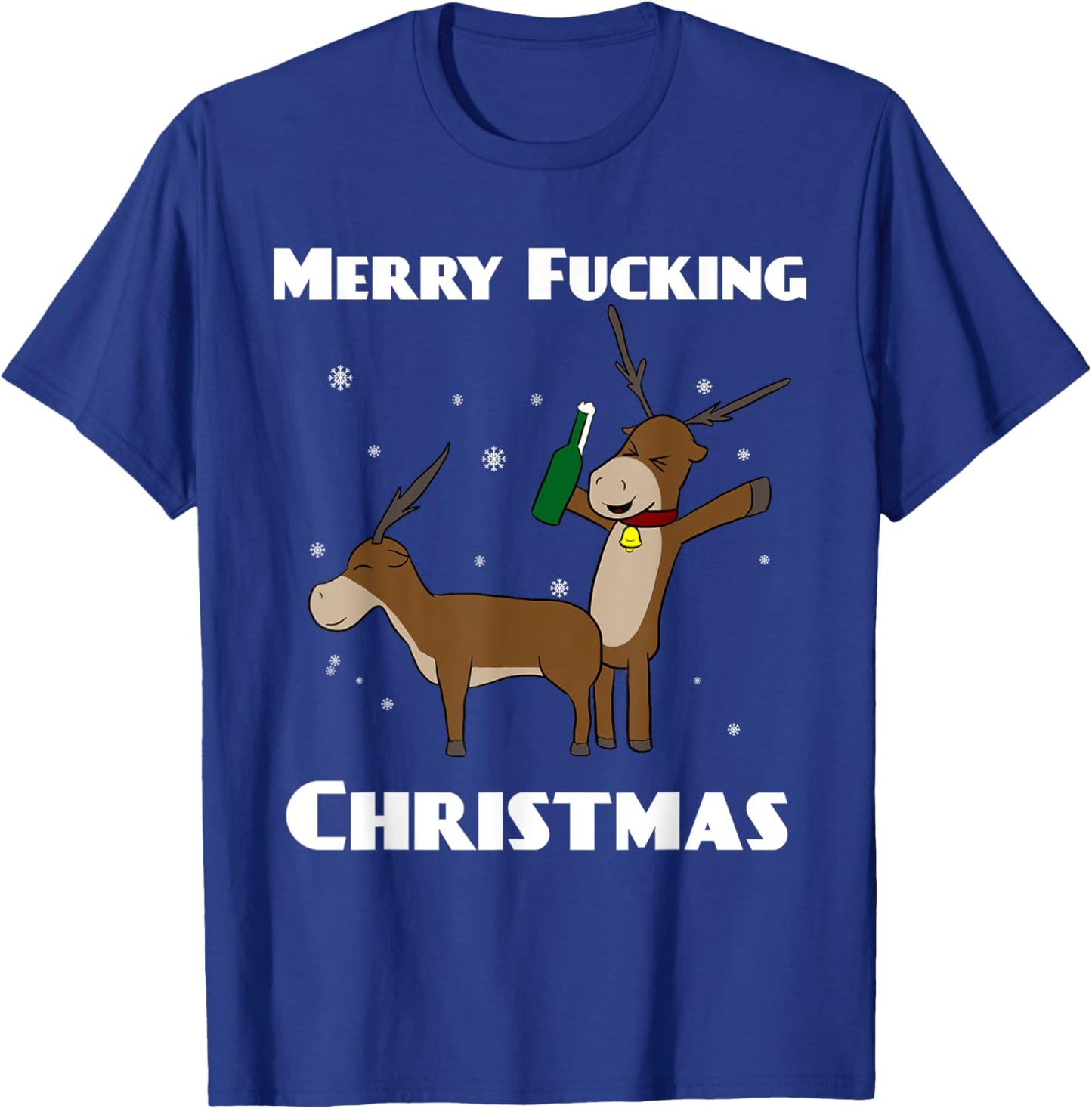 Merry Fucking Christmas Reindeer T-Shirt - T-Shirt | Royal