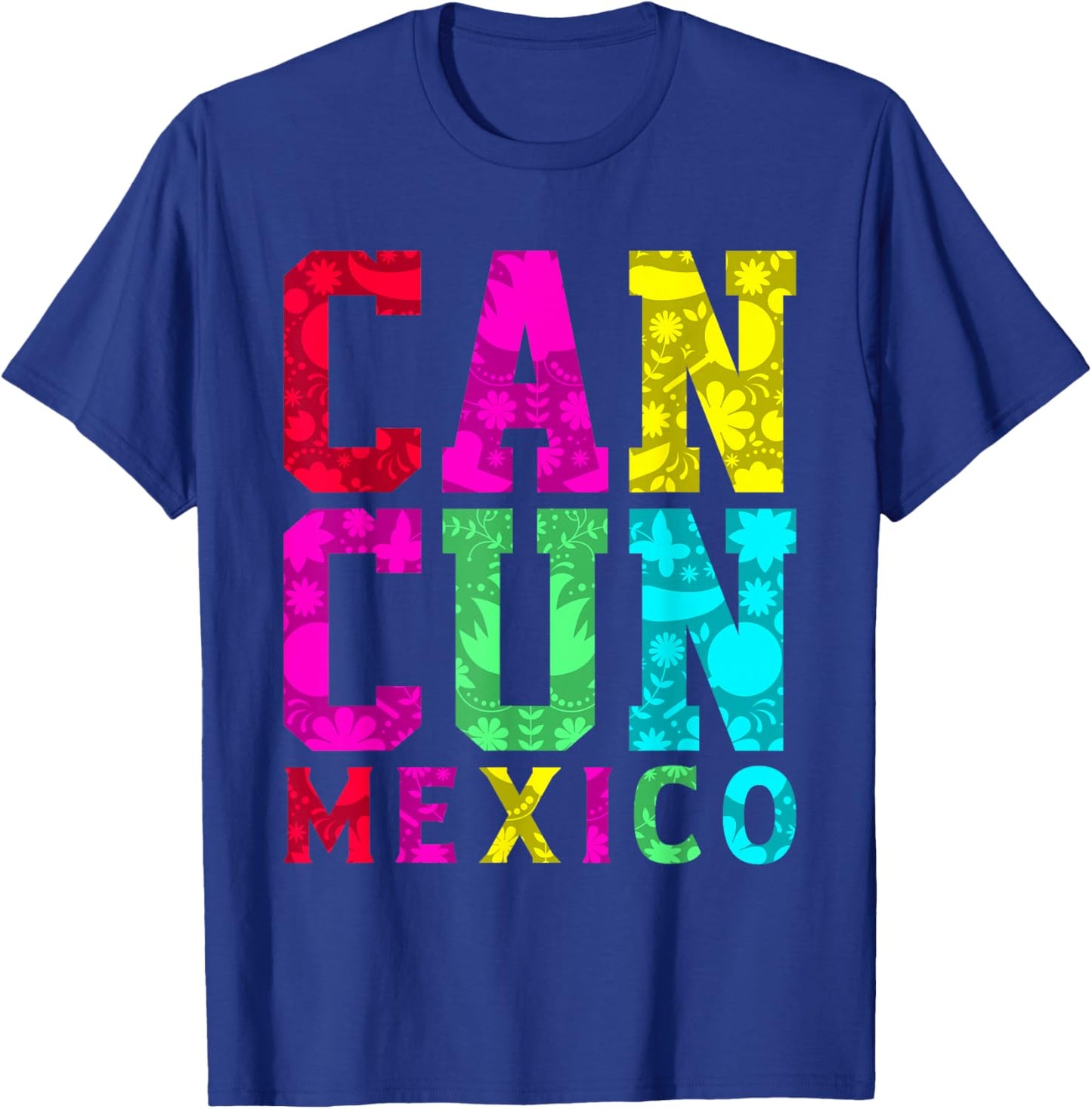 Cancun Mexico Shirt Colorful Men Women Cancun Shirt Cancun T-Shirt - T-Shirt | Royal