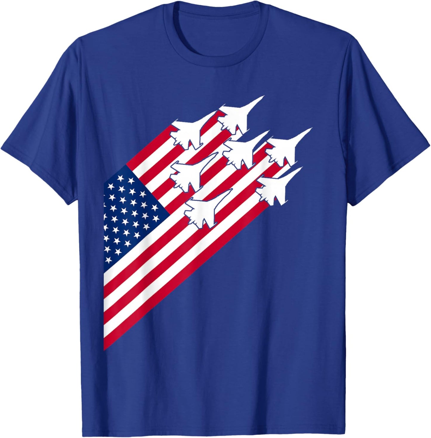 Fighter Jets USA Flag 4th of July Fighter Jet Flag T-Shirt - T-Shirt | Royal