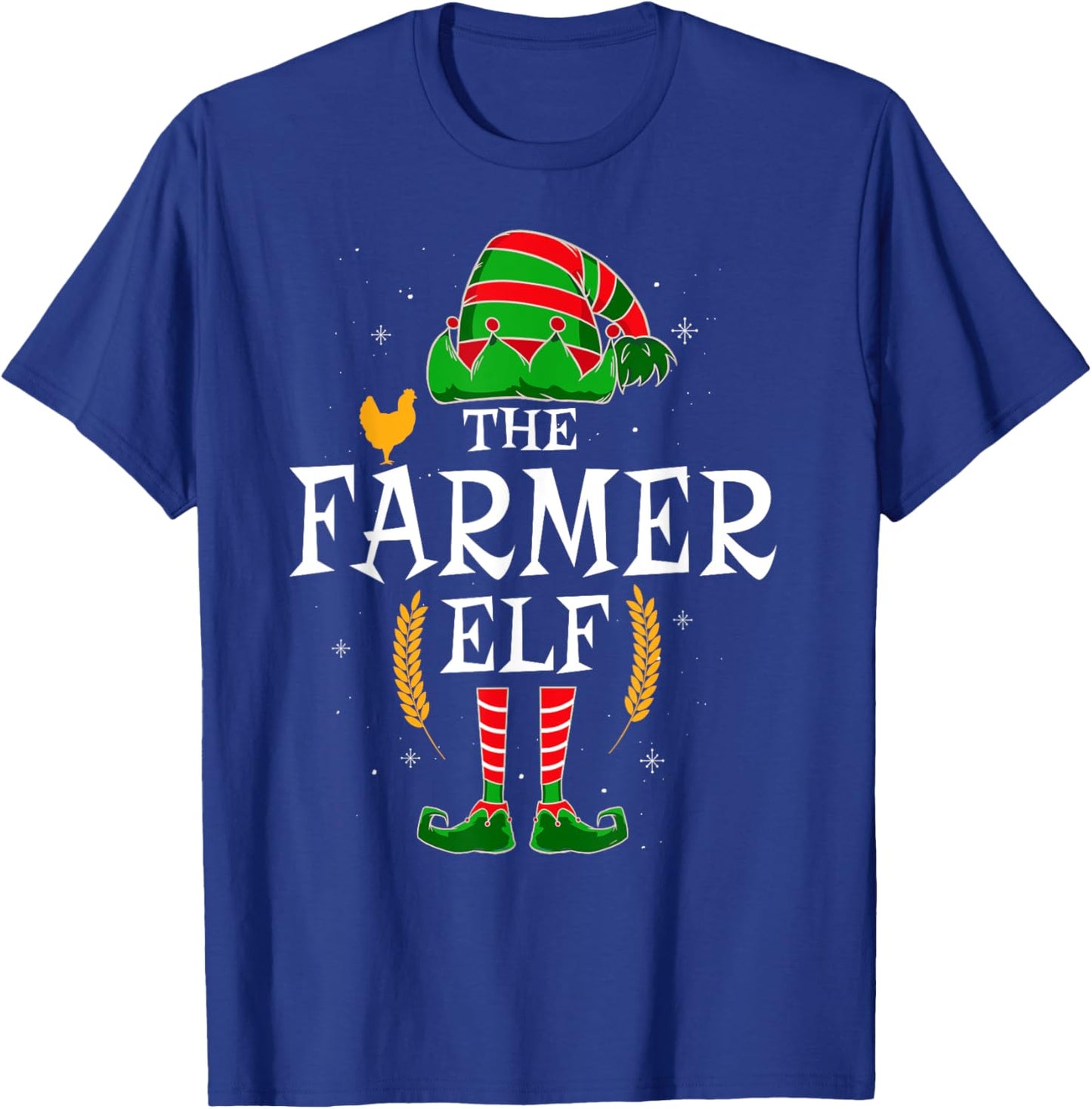 The Farmer Elf Group Matching Family Christmas Farm Funny T-Shirt - T-Shirt | Royal