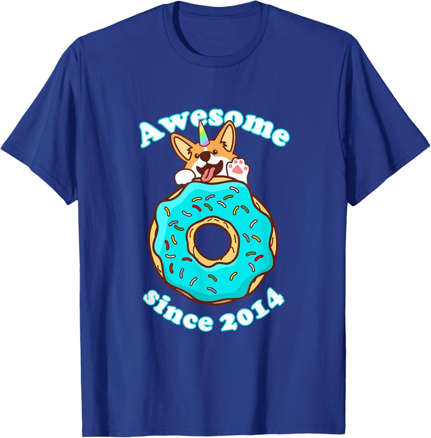 Awesome since 2014 Puppy Donut Welsh Corgi Birthday Childs T-Shirt - T-Shirt | Royal