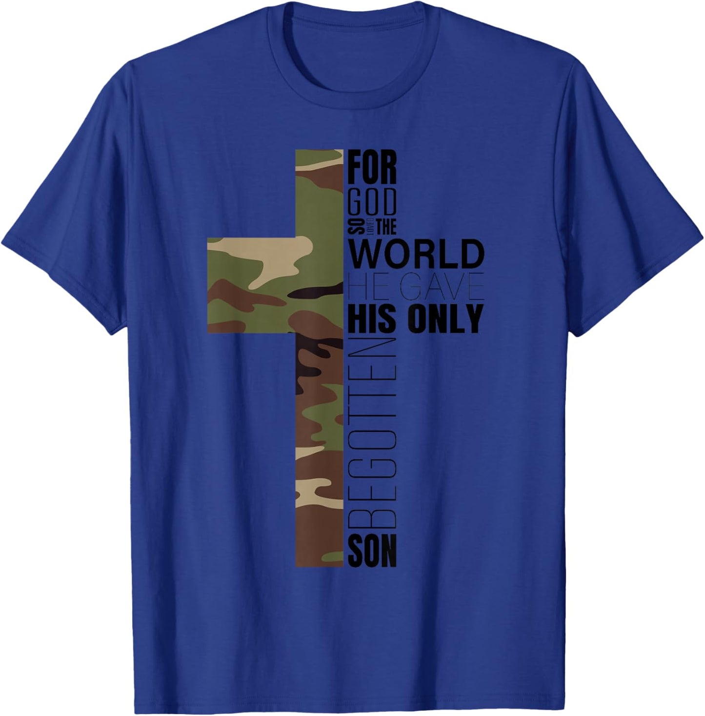 Green Camo Christian Cross Gifts Men John 3 16 Bible Verse Premium T-Shirt - T-Shirt | Royal