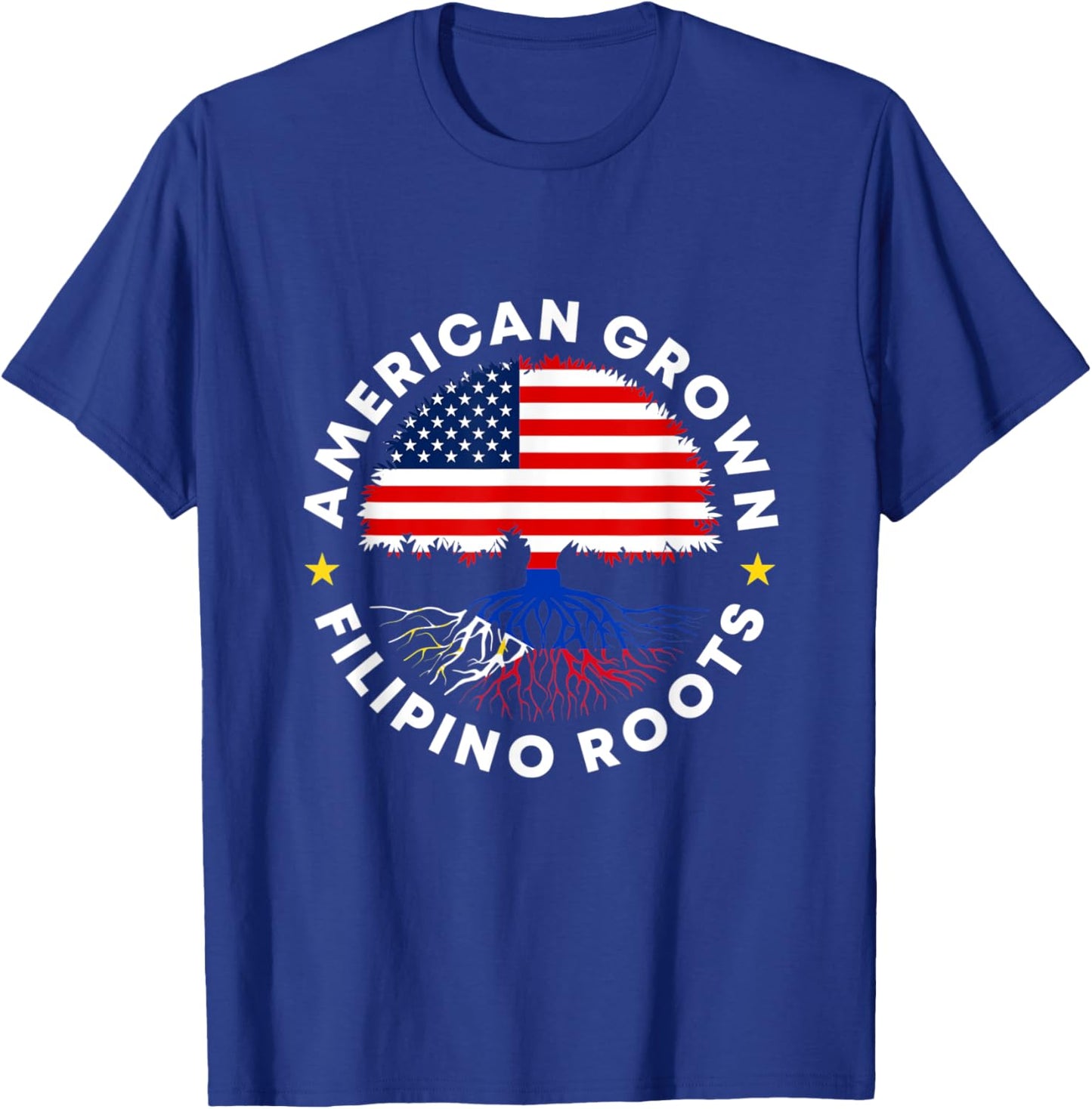 American Grown Filipino Roots Philippine US Flag Tree Pinoy T-Shirt - T-Shirt | Royal