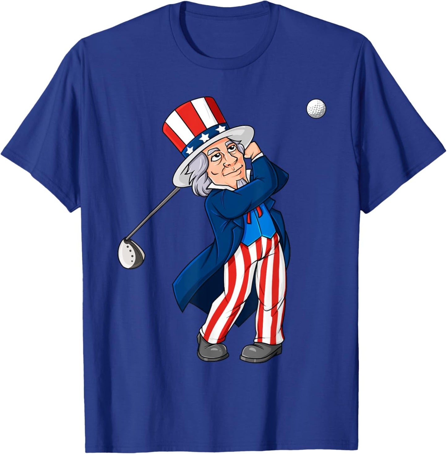 Uncle Sam Golfing 4th Of July Patriotic Boys Kids Teens Golf T-Shirt - T-Shirt | Royal