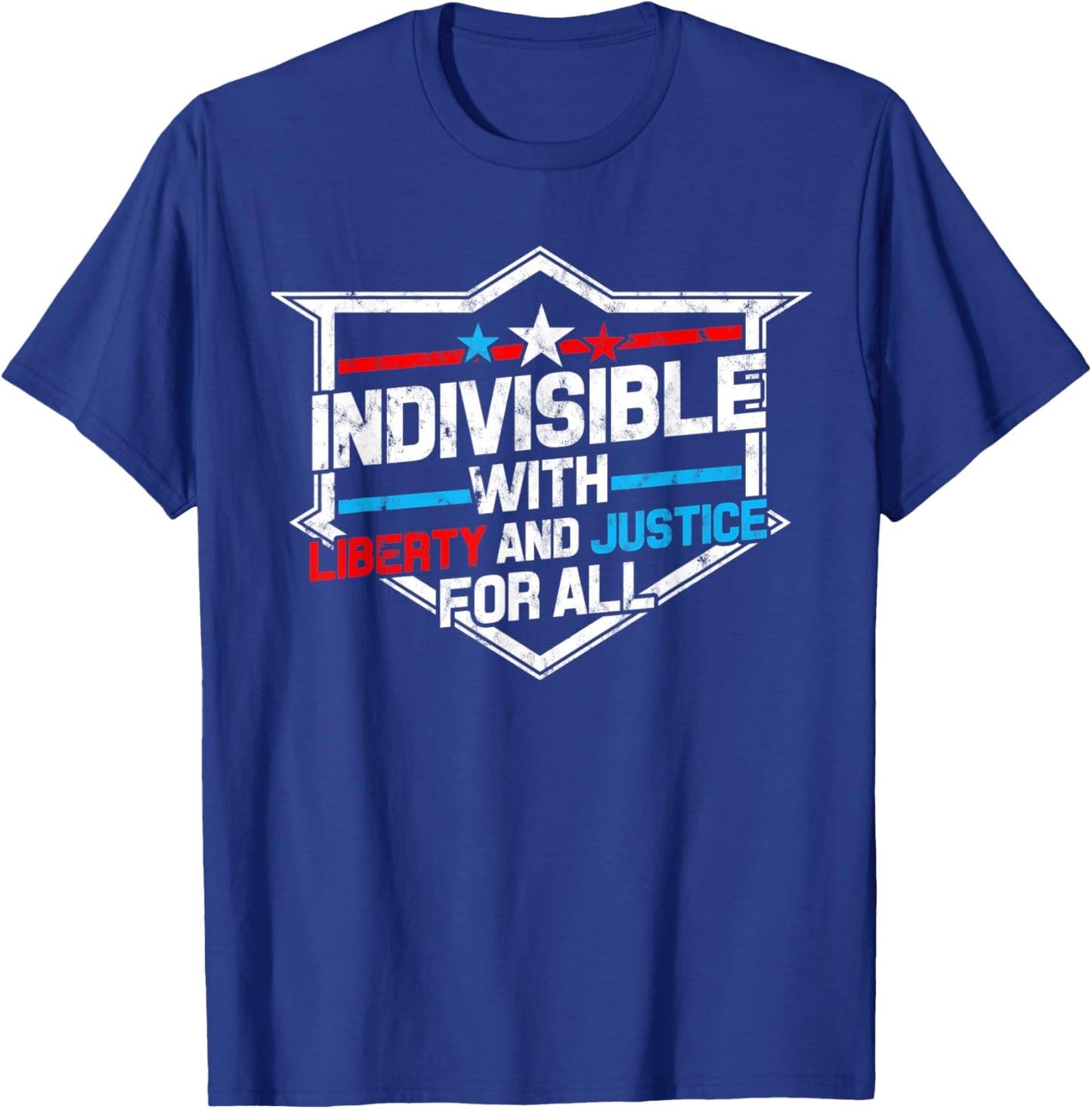 Indivisible with Liberty and Justice for All - Patriotic Women Men T-Shirt - T-Shirt | Royal
