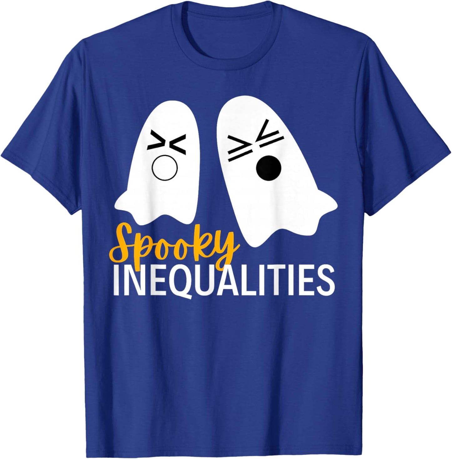 Spooky Ghost Inequalities Funny Halloween Math Teacher T-Shirt - T-Shirt | Royal