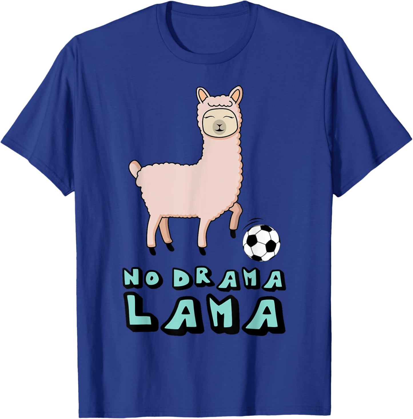Cool Llama With Soccer Ball No Drama Lama Soccer Player Boys T-Shirt - T-Shirt | Royal