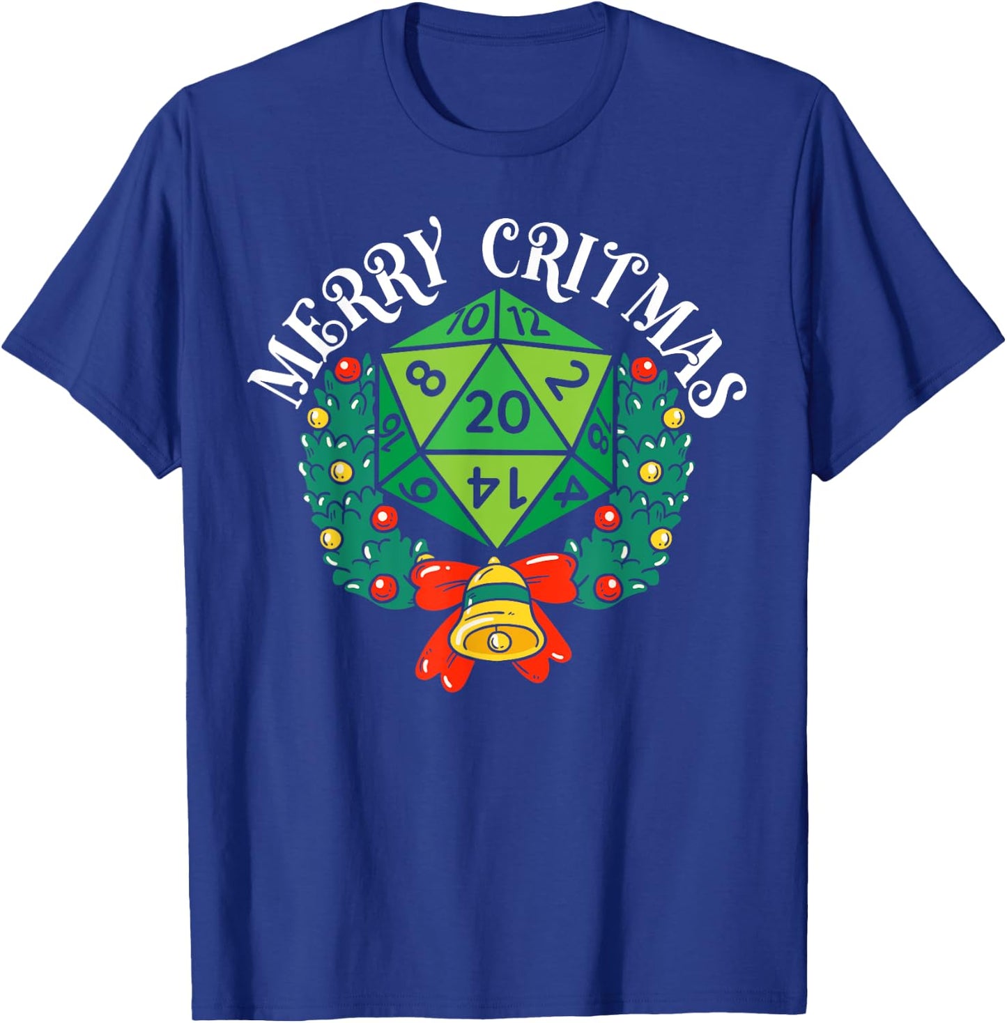 Merry Critmas RPG Gaming D20 Games Funny RPG Gamer T-Shirt - T-Shirt | Royal
