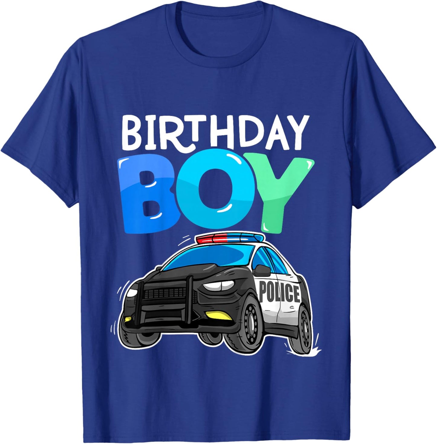 Kids Birthday Boy Police Car Policeman Theme Birthday Toddler T-Shirt - T-Shirt | Royal