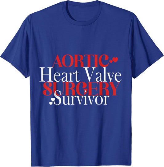 Aortic Heart Valve Heart Disease Survivor Awareness Graphic T-Shirt - T-Shirt | Royal
