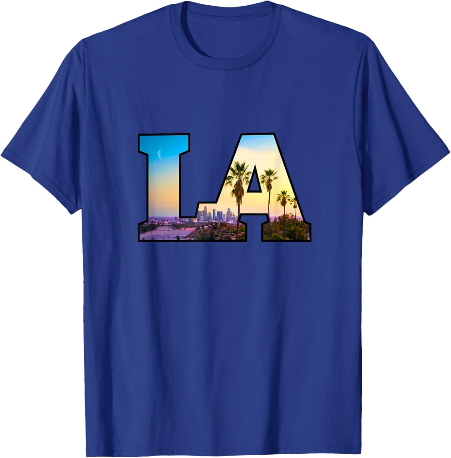 LA City Skyline of Downtown Los Angeles, California T-Shirt - T-Shirt | Royal