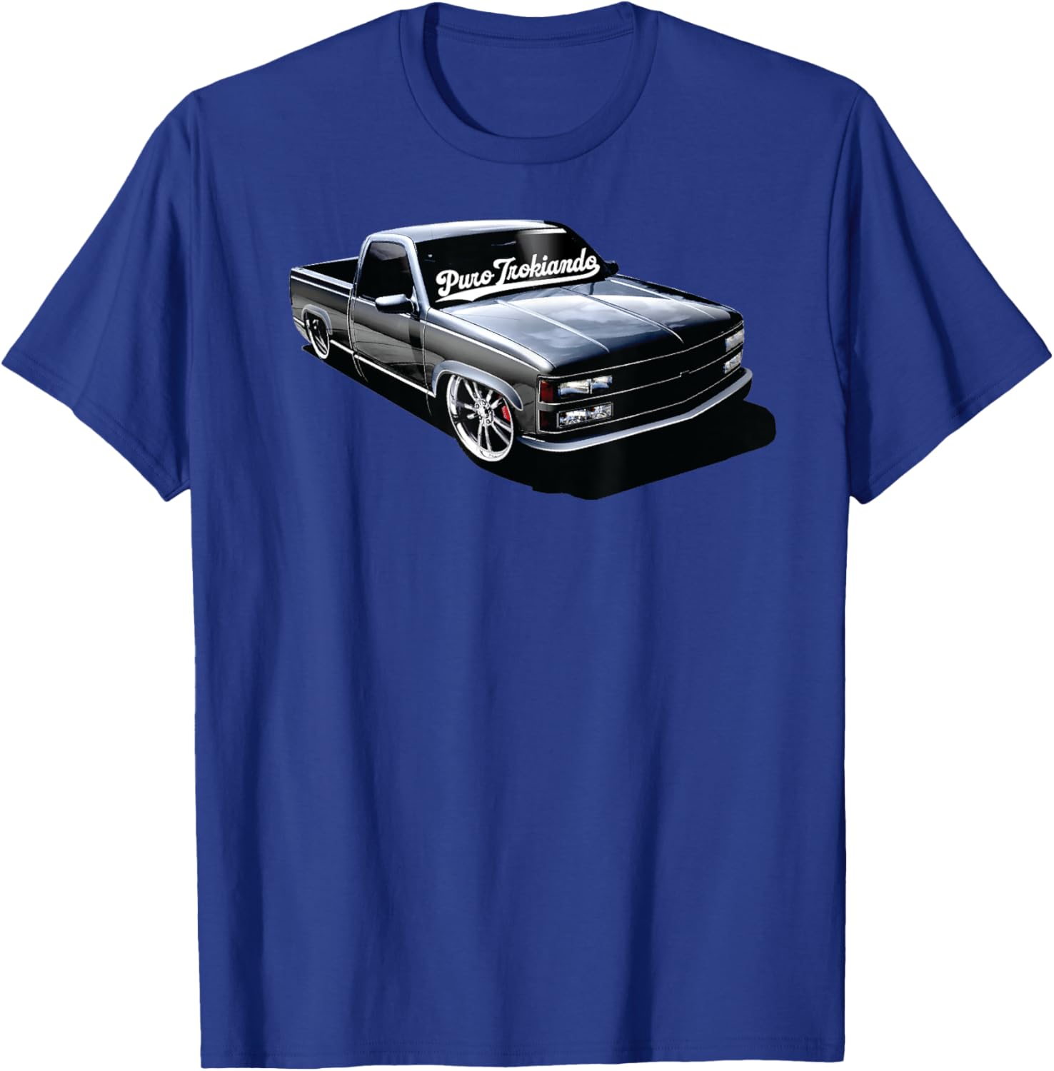 Puro Trokiando 1990s OBS Slammed Static truck on wheels T-Shirt - T-Shirt | Royal