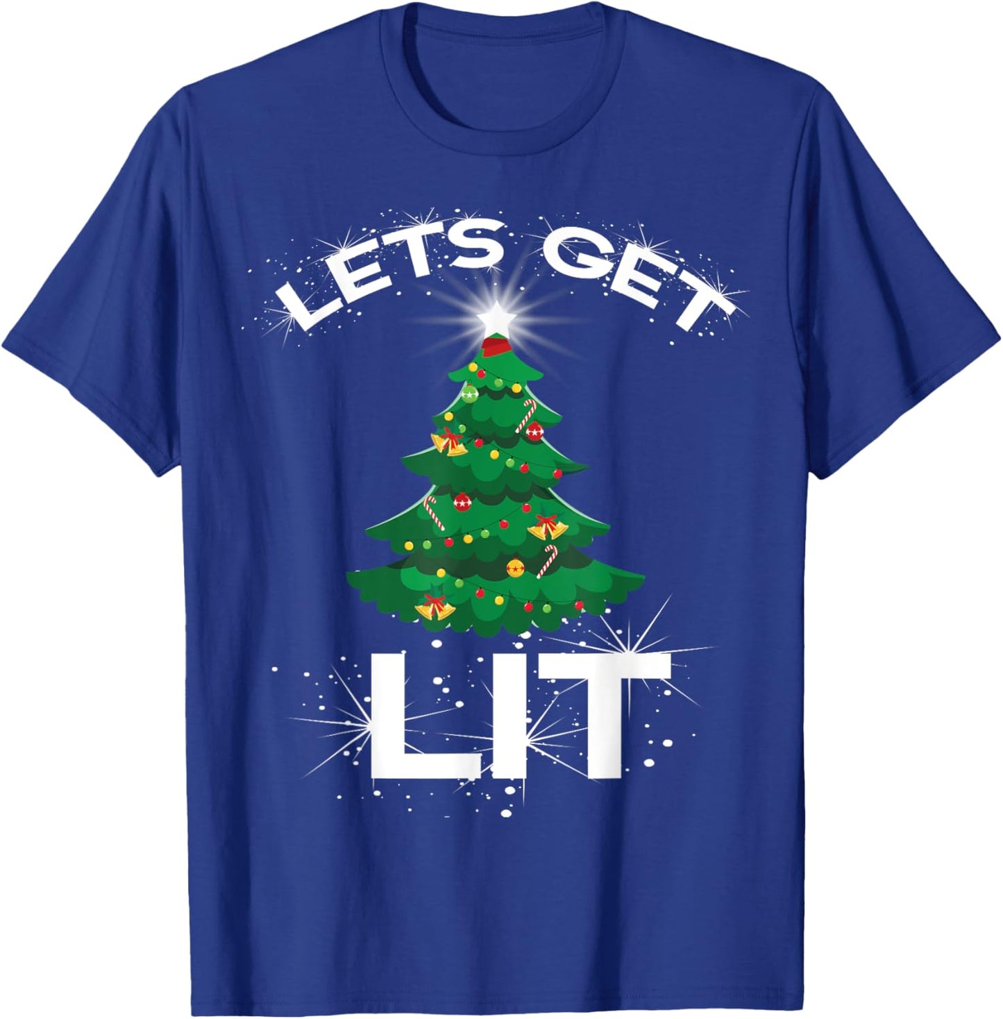 Lets Get Lit Christmas Tree Kids Boys Men Women Holiday Gift T-Shirt - T-Shirt | Royal