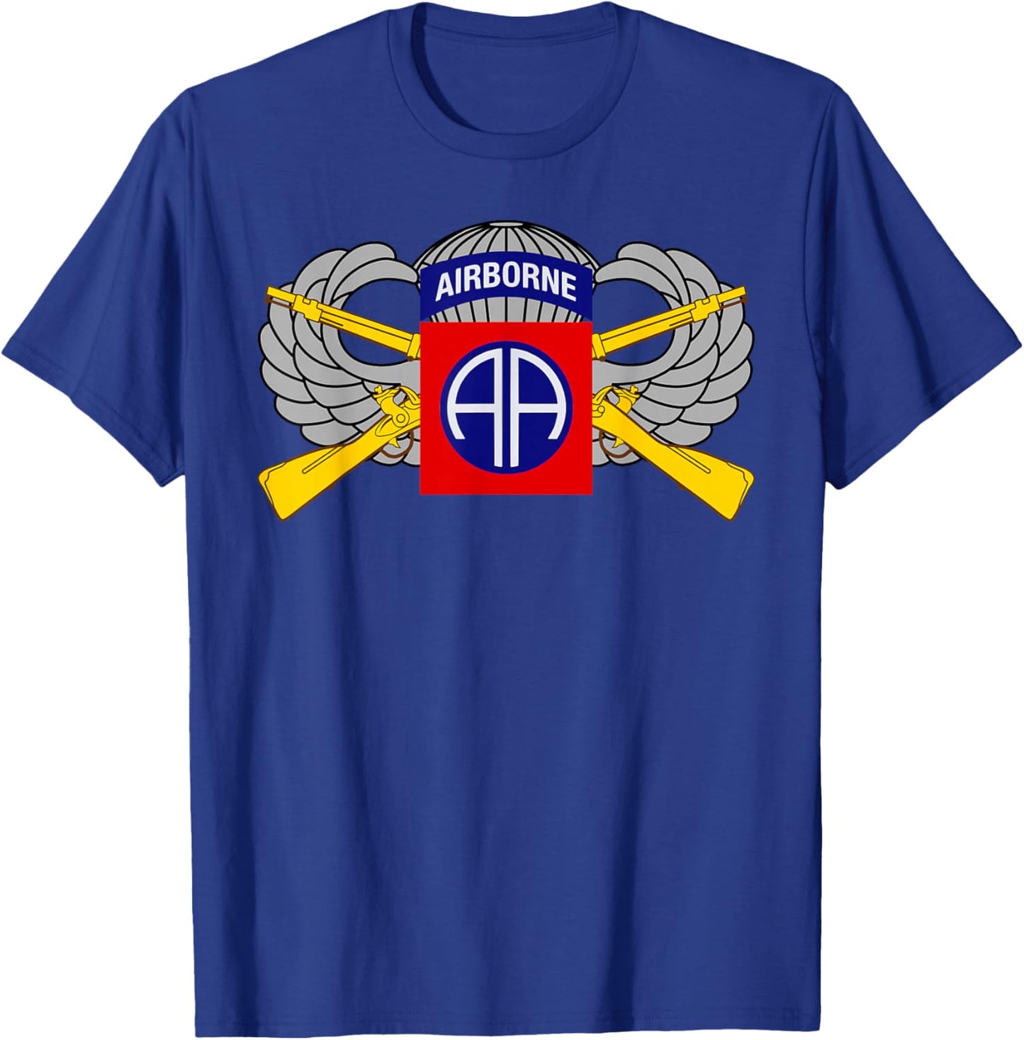 82nd Airborne - Infantry Rifles and Parachutist Wings T-Shirt - T-Shirt | Royal