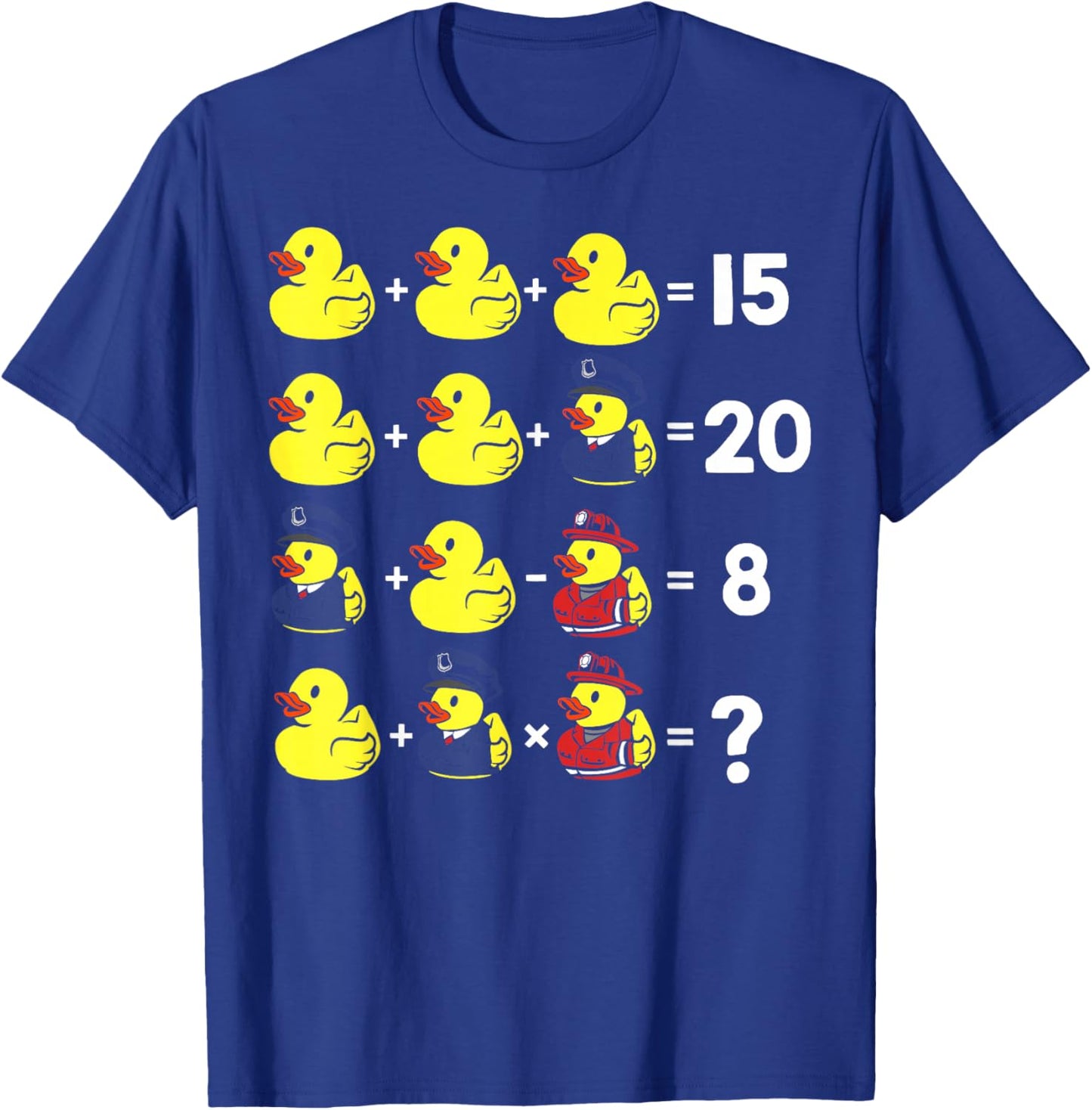 Math Teacher Humor Rubber Duck Graphic Order Of Operations Women Girls Kids T-Shirt - T-Shirt | Royal