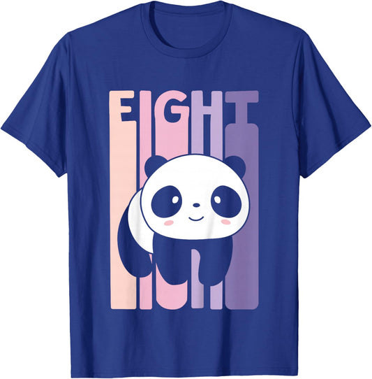 8 Year Old Cute Panda Birthday Girl 8th B-day T-Shirt - T-Shirt | Royal