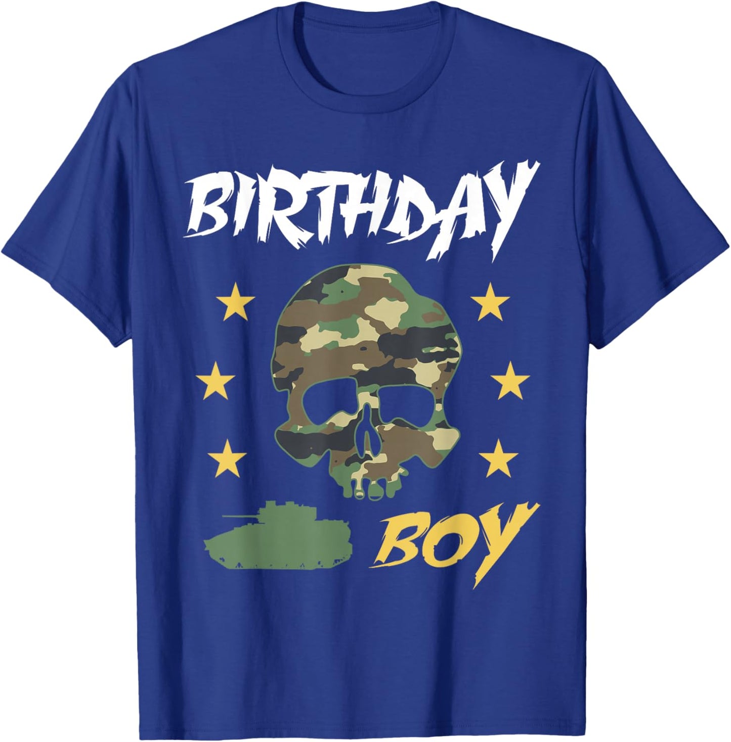 Tank Birthday Boy Army - Camouflage Skull Military Tank Boys T-Shirt - T-Shirt | Royal