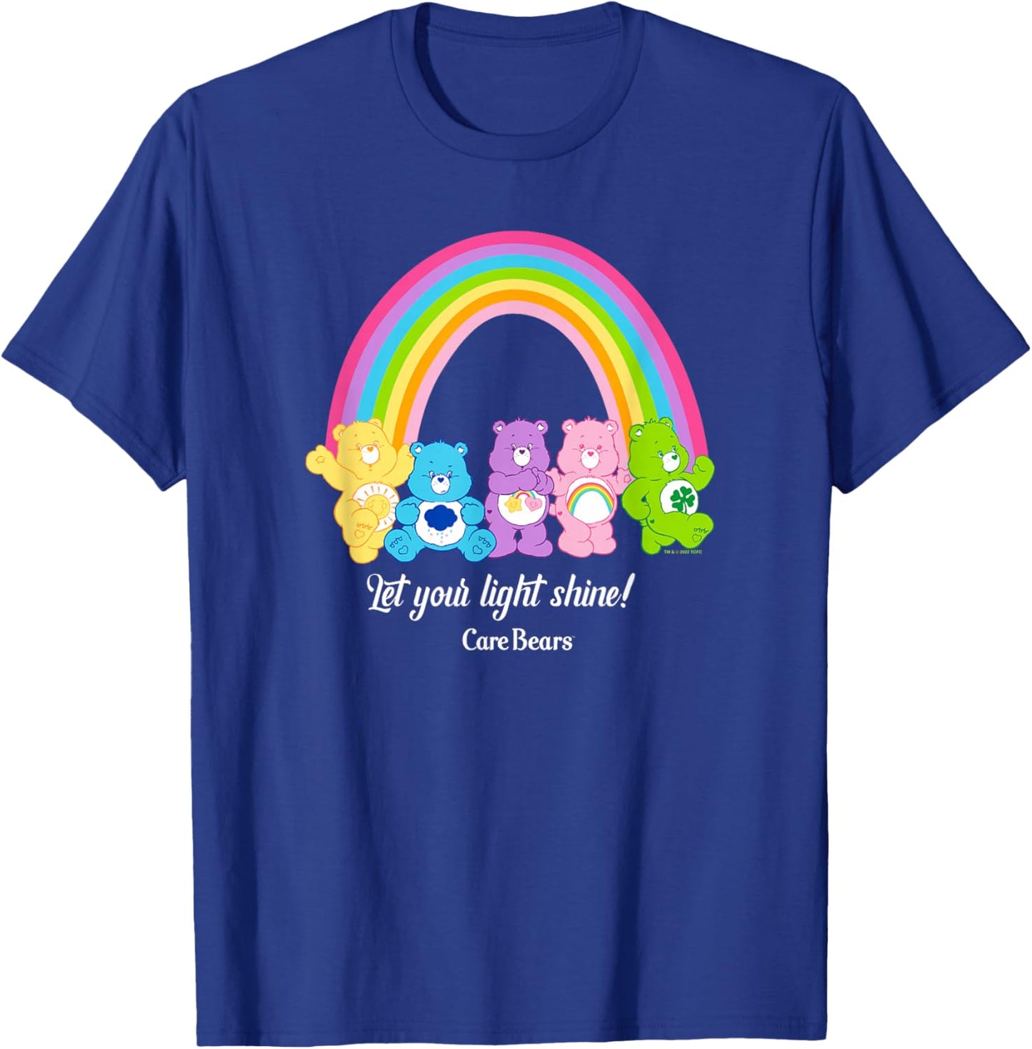 Care Bears Let Your Light Shine Vintage Rainbow Group Poster T-Shirt - T-Shirt | Royal