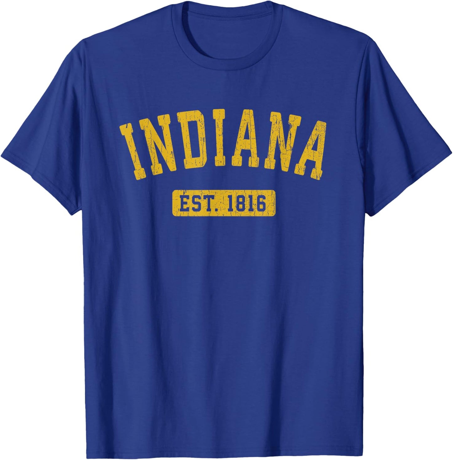 Indiana Classic Vintage Yellow Text Est. 1816 T-Shirt - T-Shirt | Royal