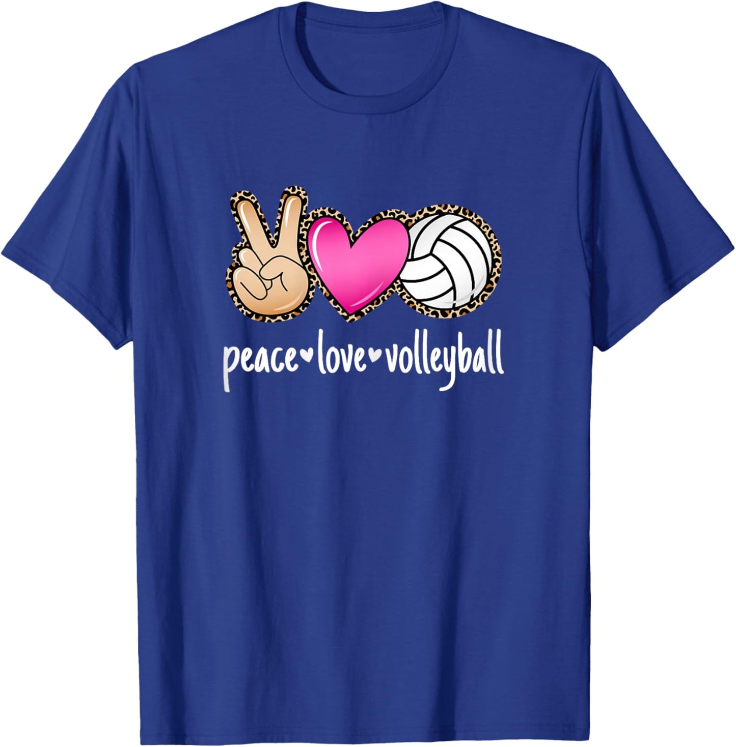 Peace Love Volleyball Women Girls Volleyball Player T-Shirt - T-Shirt | Royal