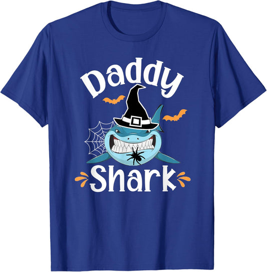 Daddy Shark Funny Halloween Daddy Announcement T-Shirt - T-Shirt | Royal