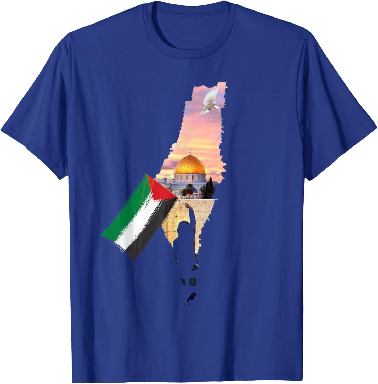 Boy Hold Palestine Flag Palestinians Map Jerusalem's City T-Shirt - T-Shirt | Royal