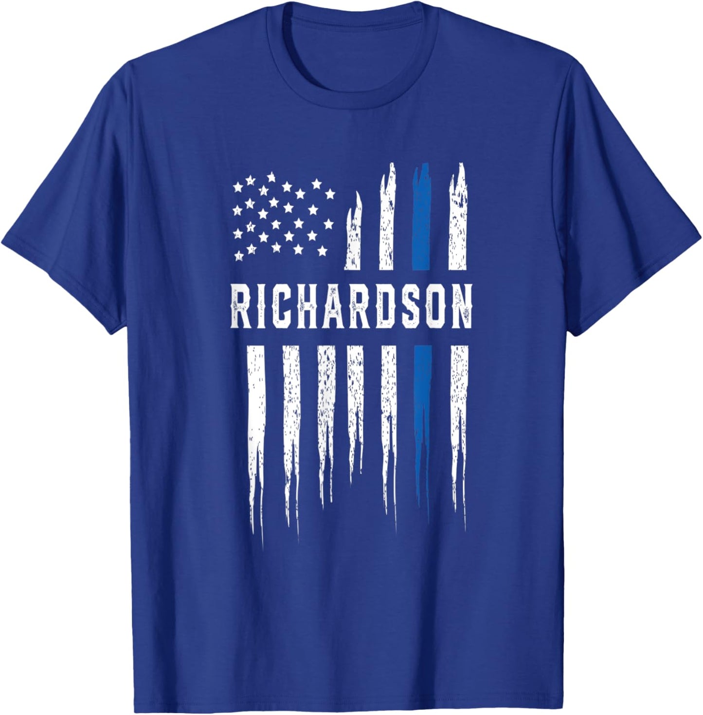 Thin Blue Line Heart Richardson Police Officer Texas Cops T-Shirt - T-Shirt | Royal