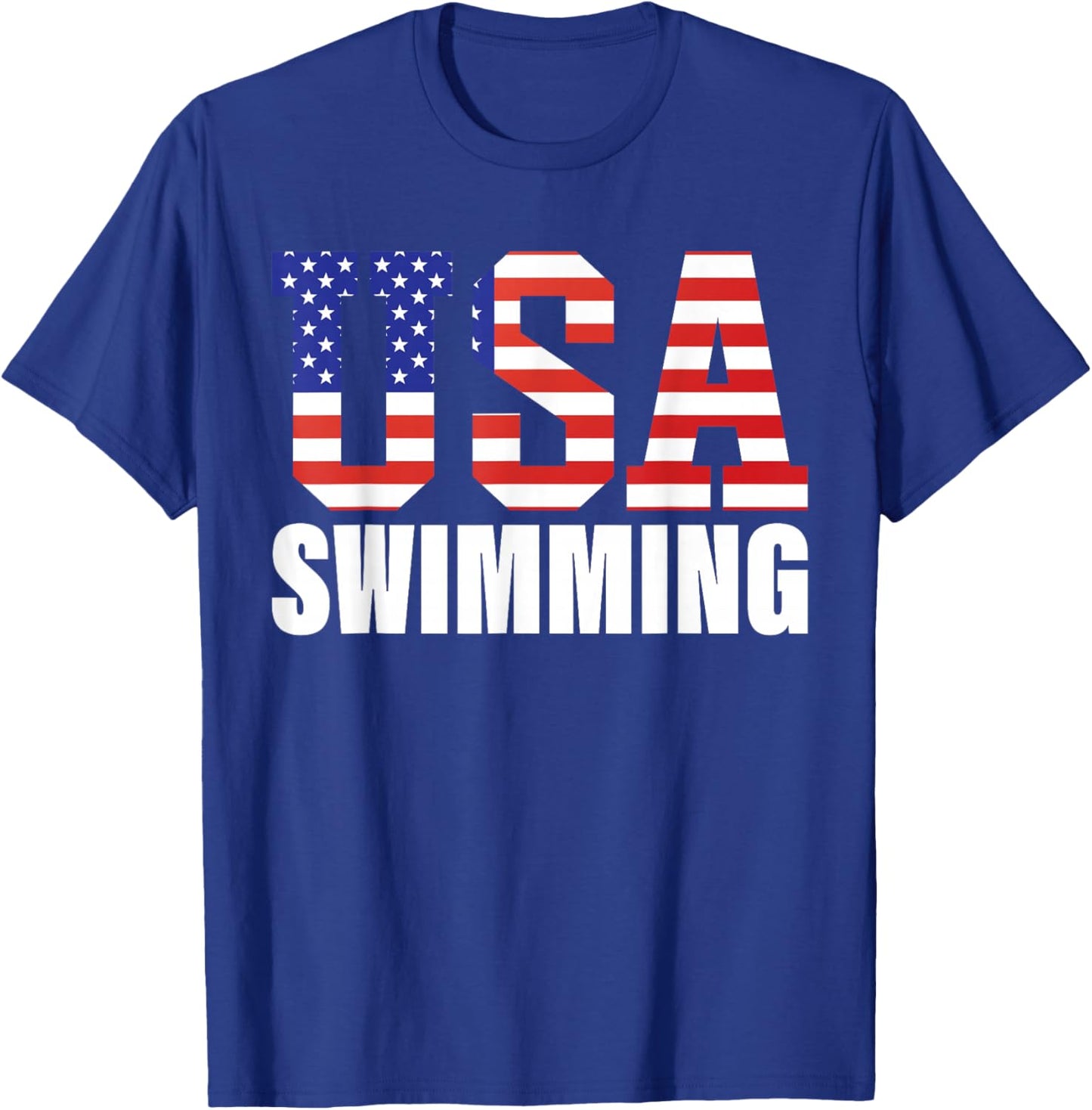 Swimming - USA America Flag & Swimmer - Swimming T-Shirt - T-Shirt | Royal