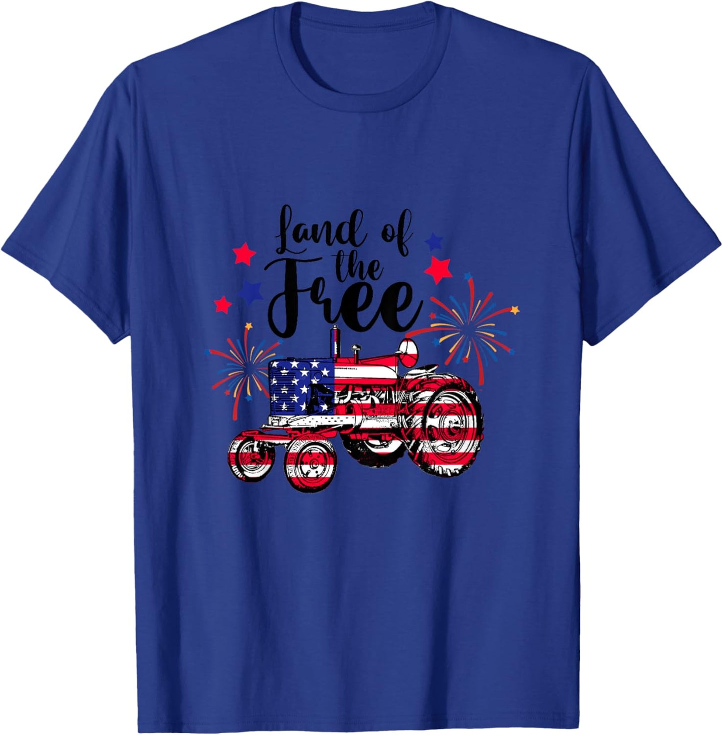 Land Of Free Cute Tractor Farmer Farm 4th Of July Toddler T-Shirt - T-Shirt | Royal