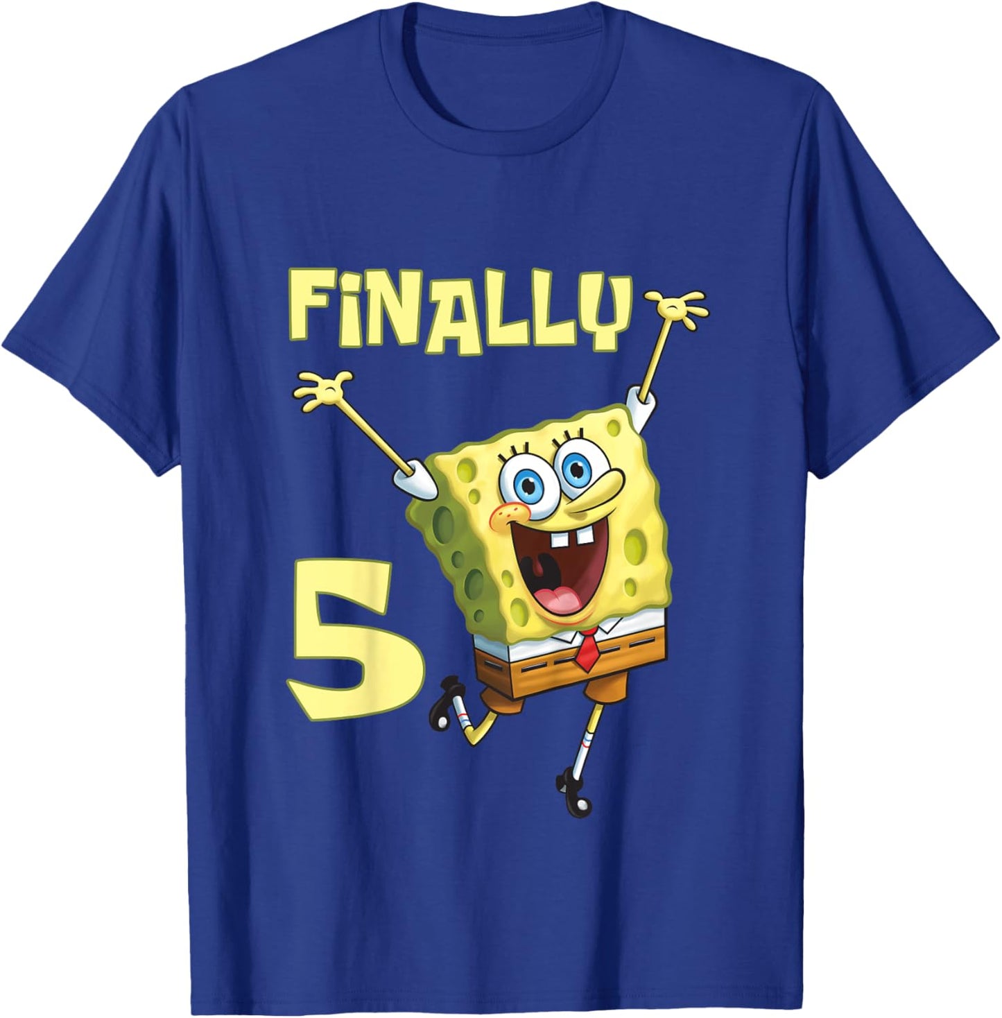 Mademark x SpongeBob SquarePants - Kids Original SpongeBob Square Pants - 5th Birthday. Finally 5. T-Shirt - T-Shirt | Royal