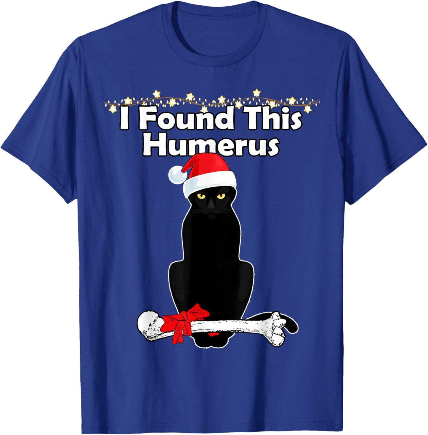 Black Cat Christmas Lights Funny Xmas Cats T-Shirt - T-Shirt | Royal