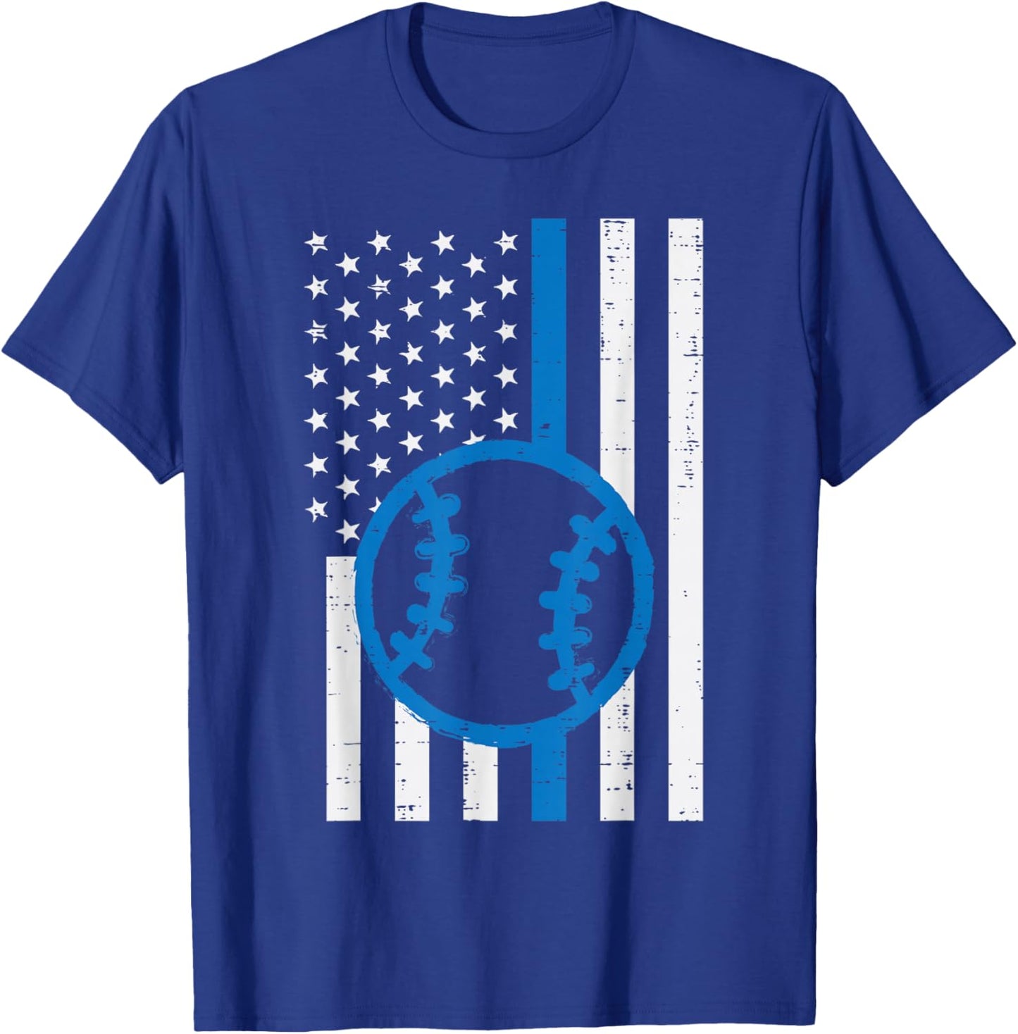 US Flag Thin Blue Line Baseball Vintage Patriotic Police Cop T-Shirt - T-Shirt | Royal