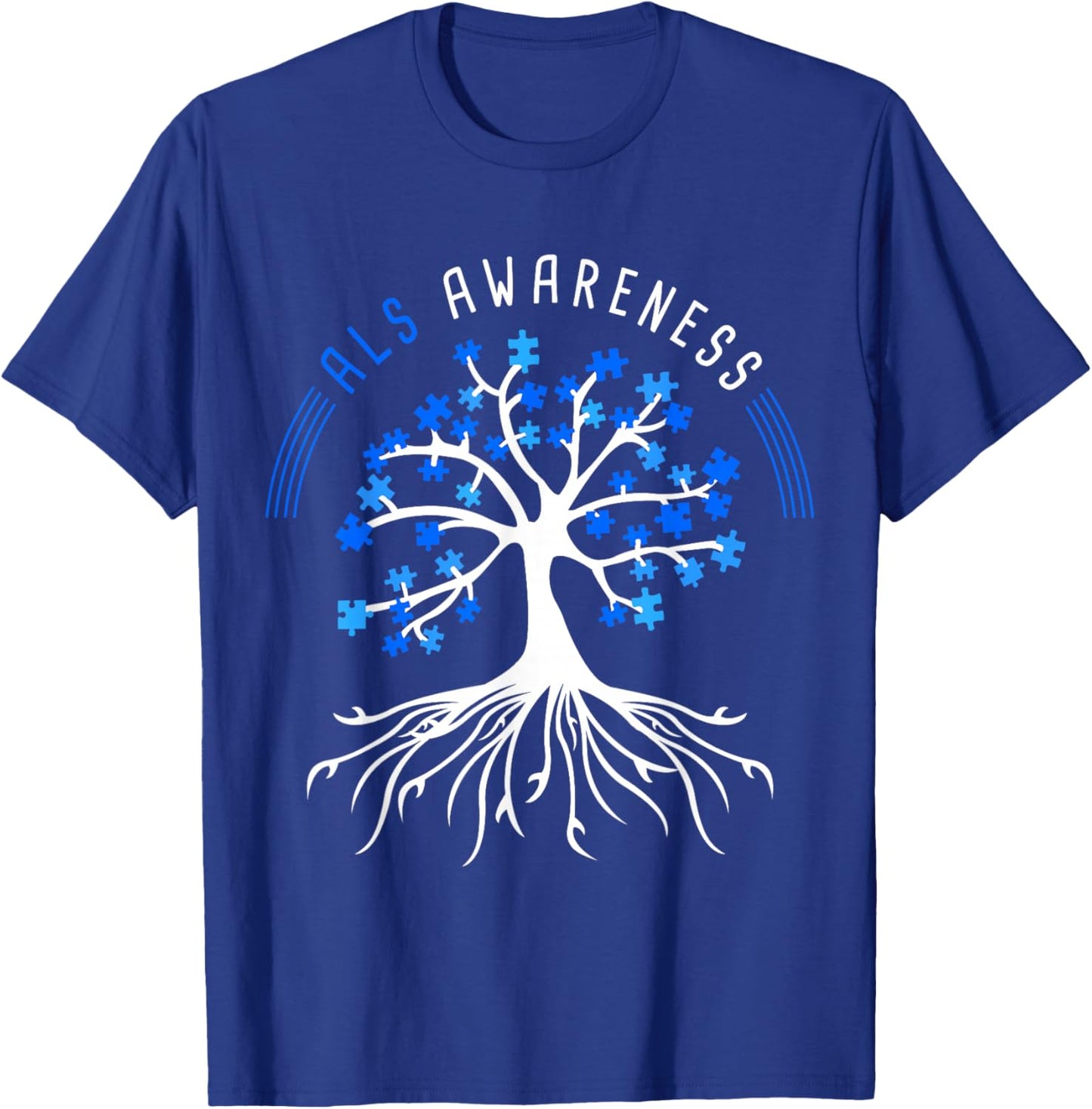 Blue Ribbon ALS Awareness Tree T-Shirt - T-Shirt | Royal