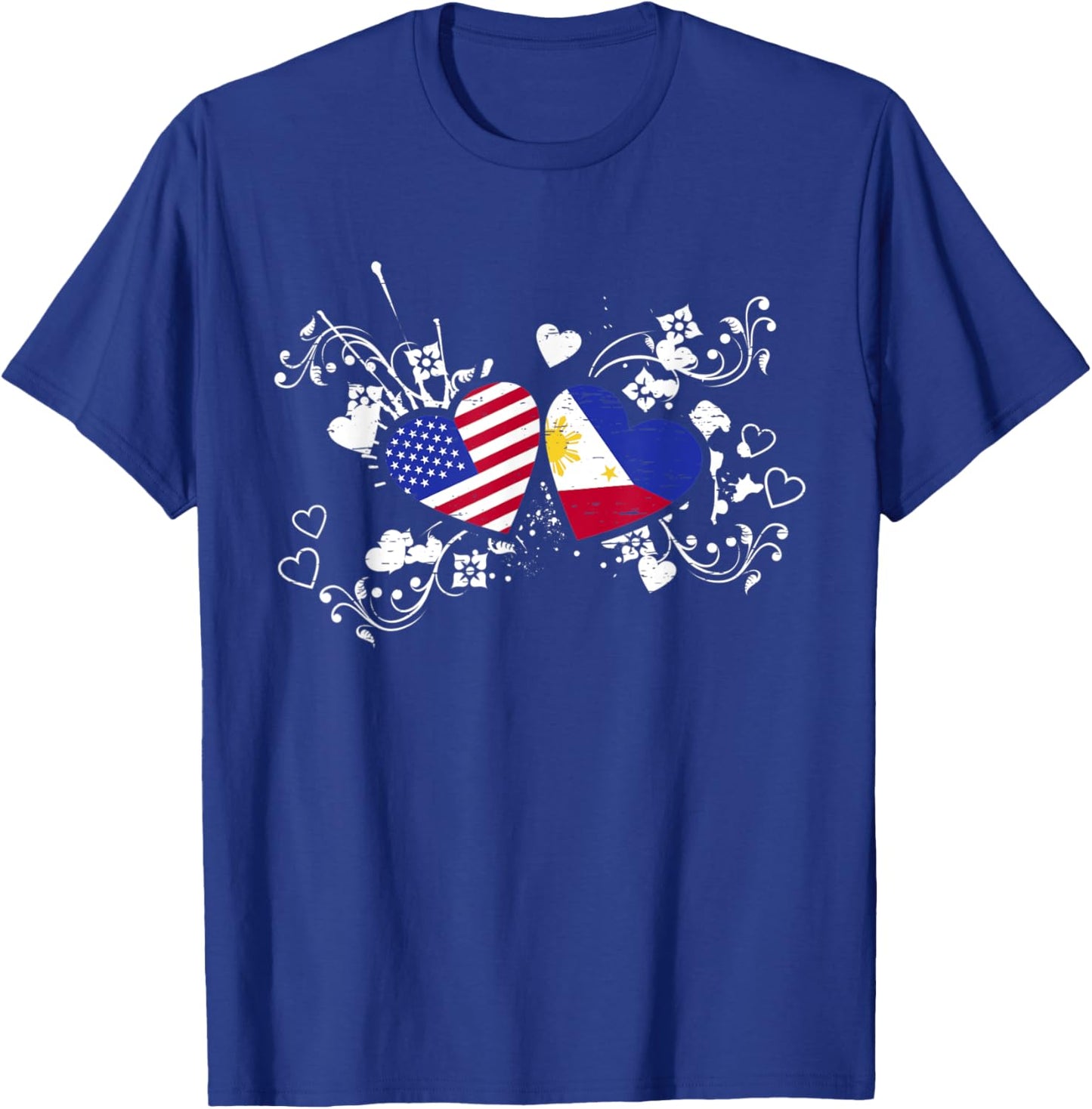 Philippines USA Flag Heart Filipino American for a Pinoy Men T-Shirt - T-Shirt | Royal