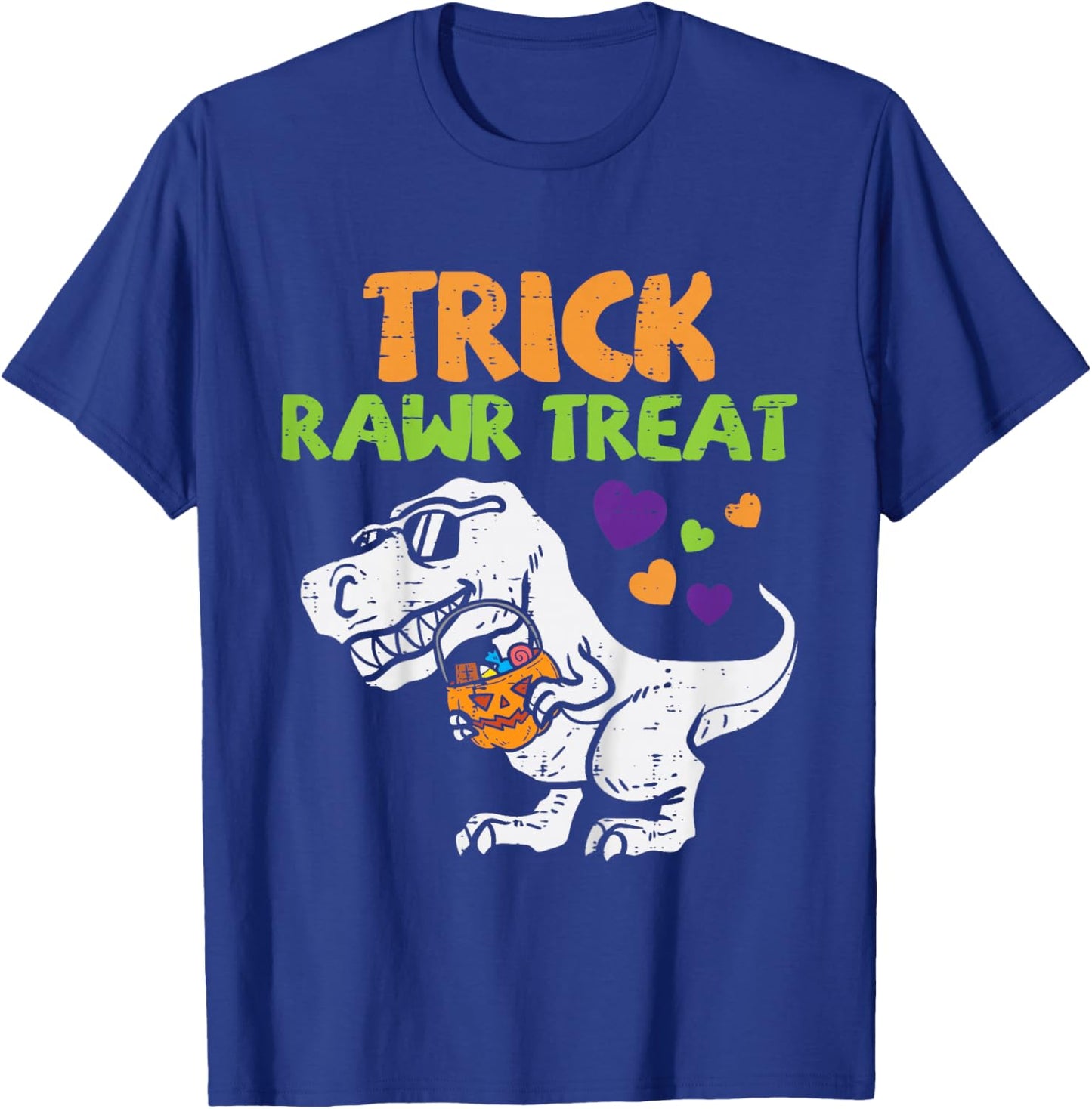 Kids Trick Rawr Treat Dinosaur Trex Toddler Boys Halloween Kids T-Shirt - T-Shirt | Royal