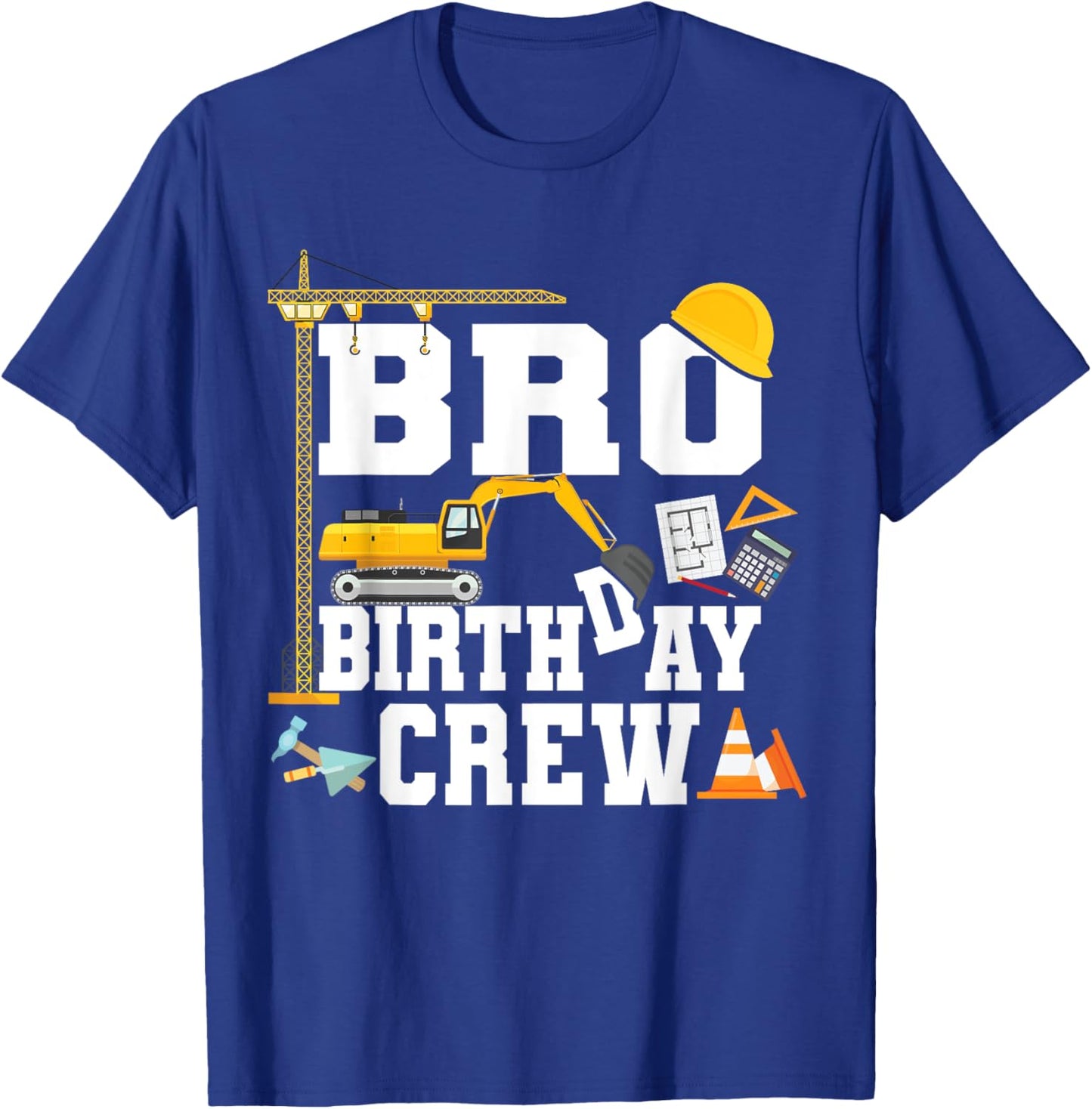 Bro Birthday Crew Shirt Brother Construction Birthday Party T-Shirt - T-Shirt | Royal