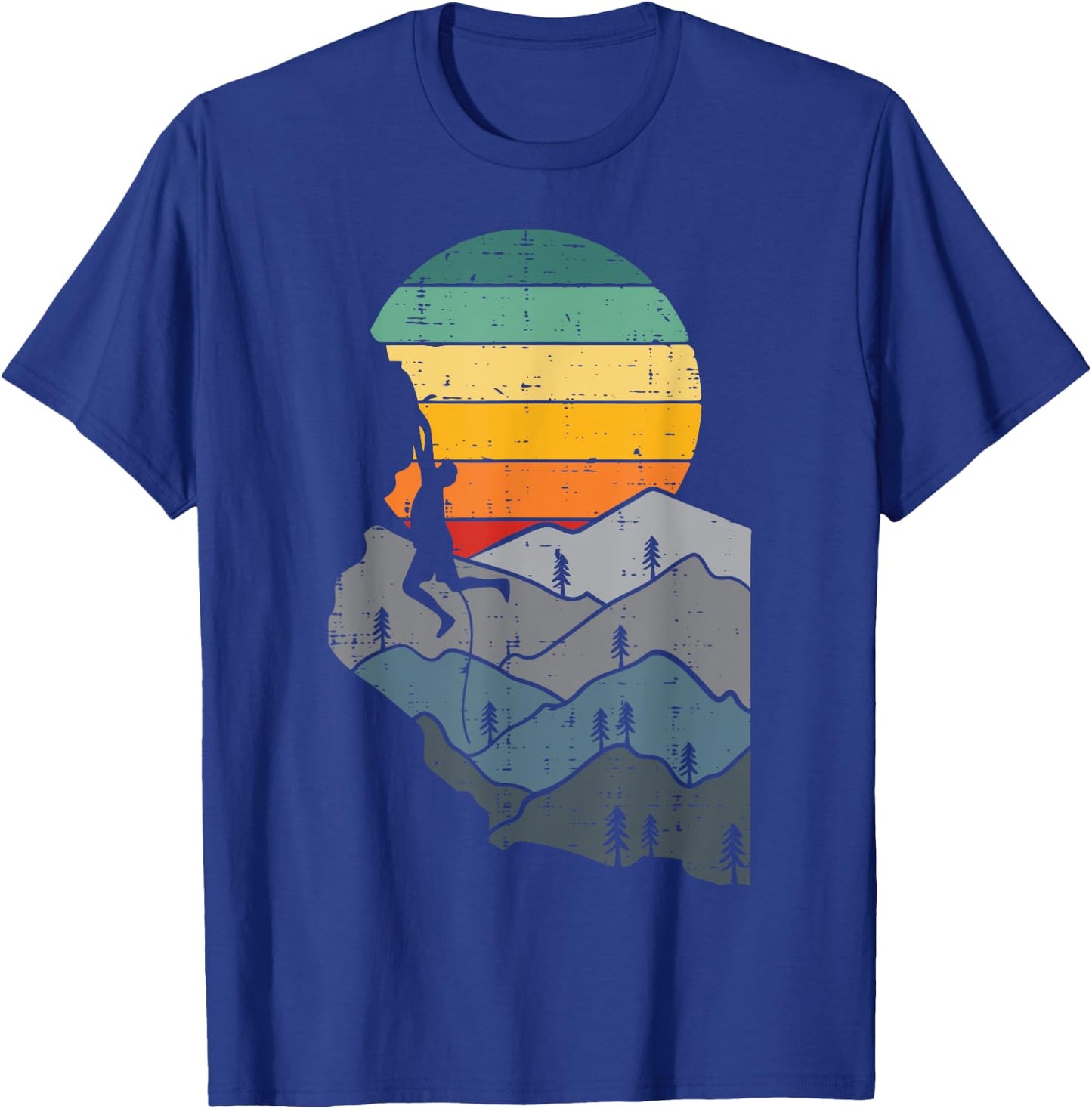 Mountain Climbing Retro Climber Mountaineer Men Women Kids T-Shirt - T-Shirt | Royal