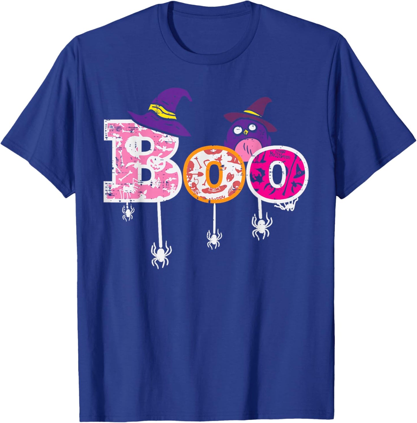 Pink Boo Spider Owl Scary Halloween Costume Women Girl Kids T-Shirt - T-Shirt | Royal