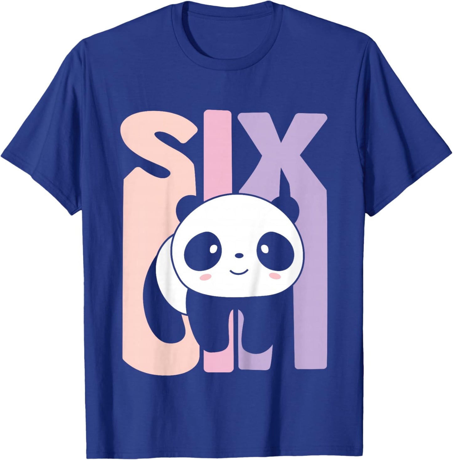 6 Year Old Cute Panda Birthday Girl 6th B-day T-Shirt - T-Shirt | Royal