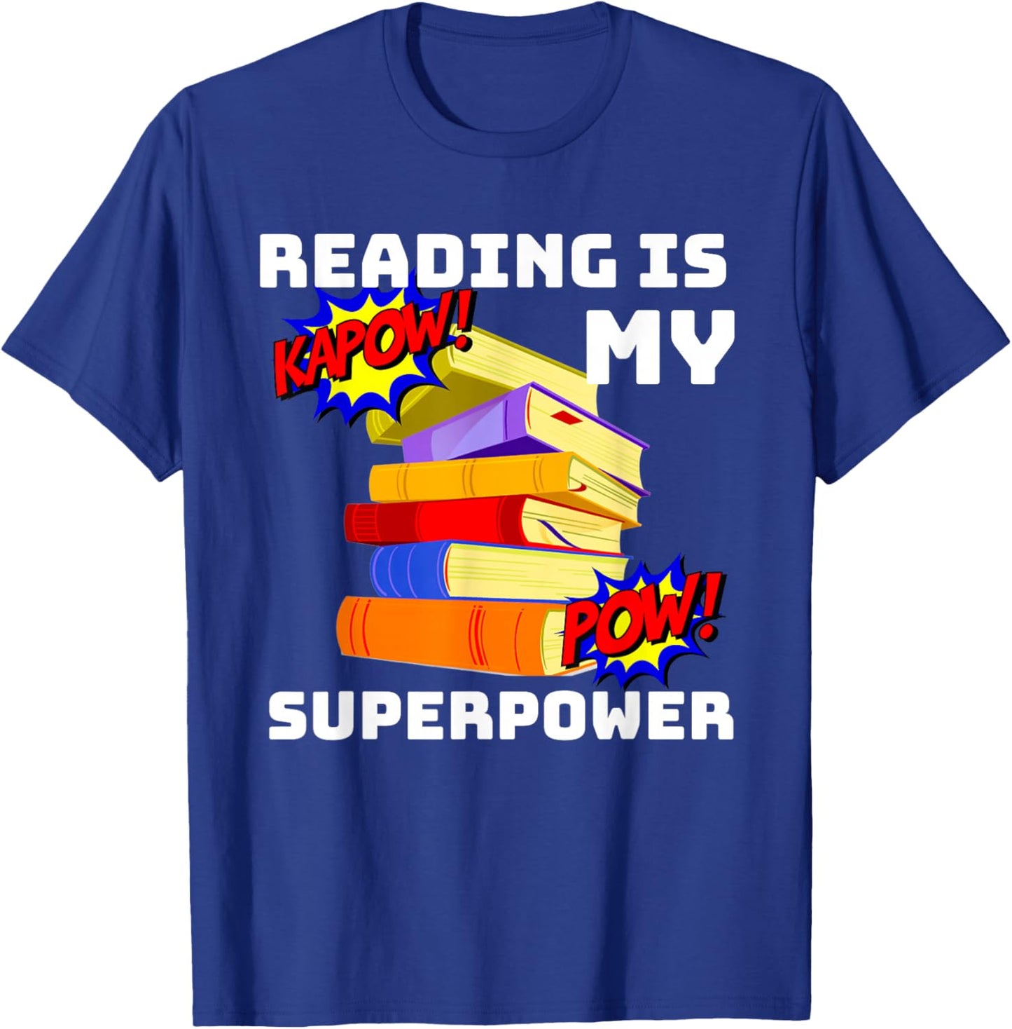 Reading Is My SuperPower Superhero Teacher T-Shirt - T-Shirt | Royal