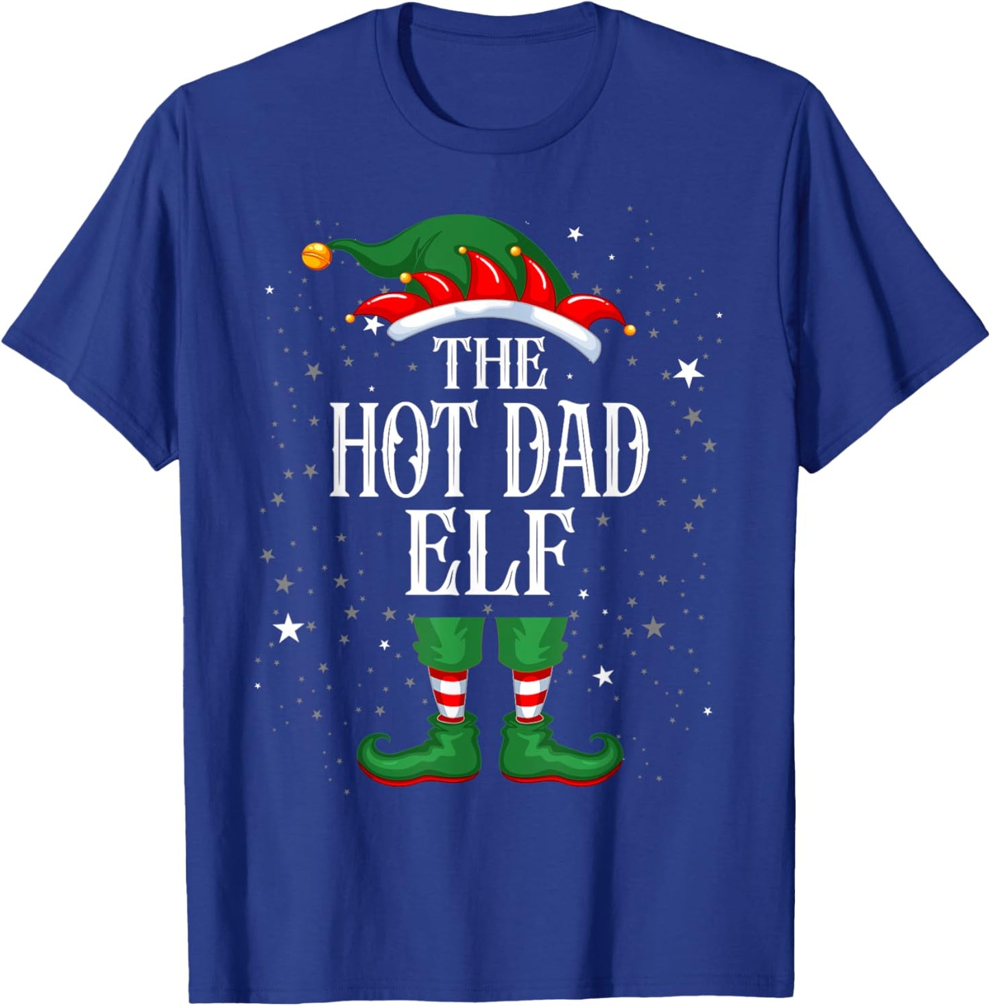 Christmas Elf Matching Family Group Funny The Hot Dad Elf T-Shirt - T-Shirt | Royal