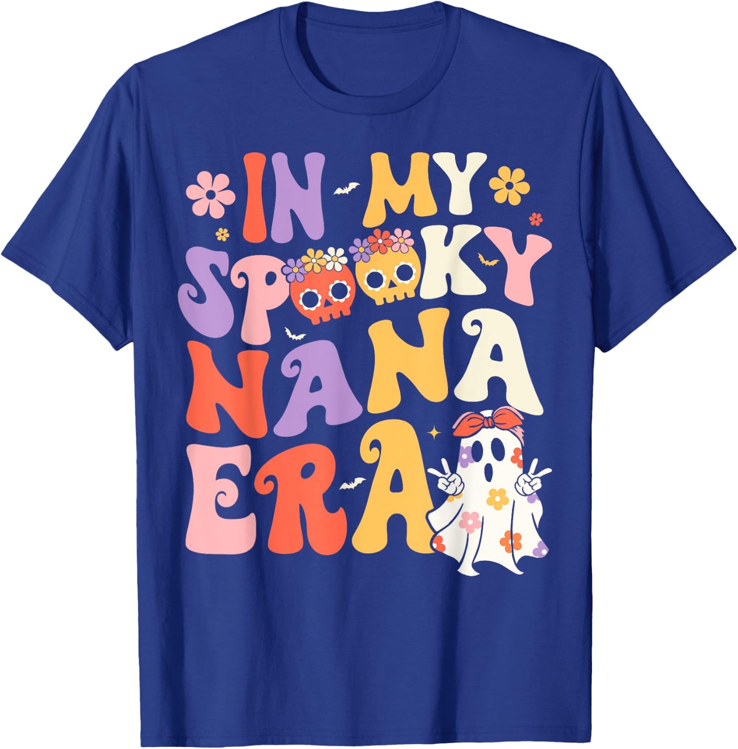 In My Spooky Nana Era Groovy Ghost Halloween Grandma T-Shirt - T-Shirt | Royal