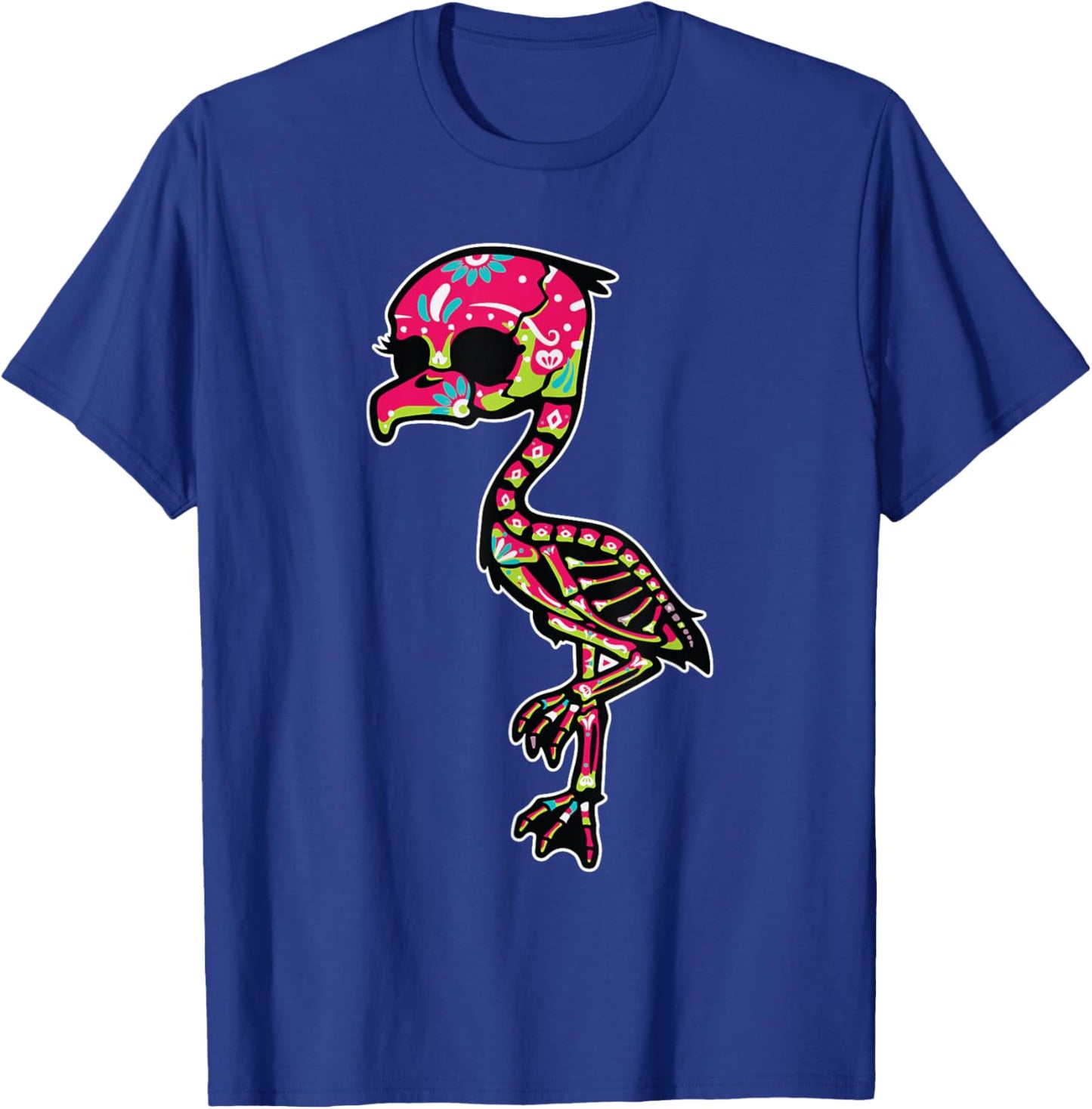 Flamingo Sugar Skull Dia De Los Muertos Mexican Day Of Dead T-Shirt - T-Shirt | Royal